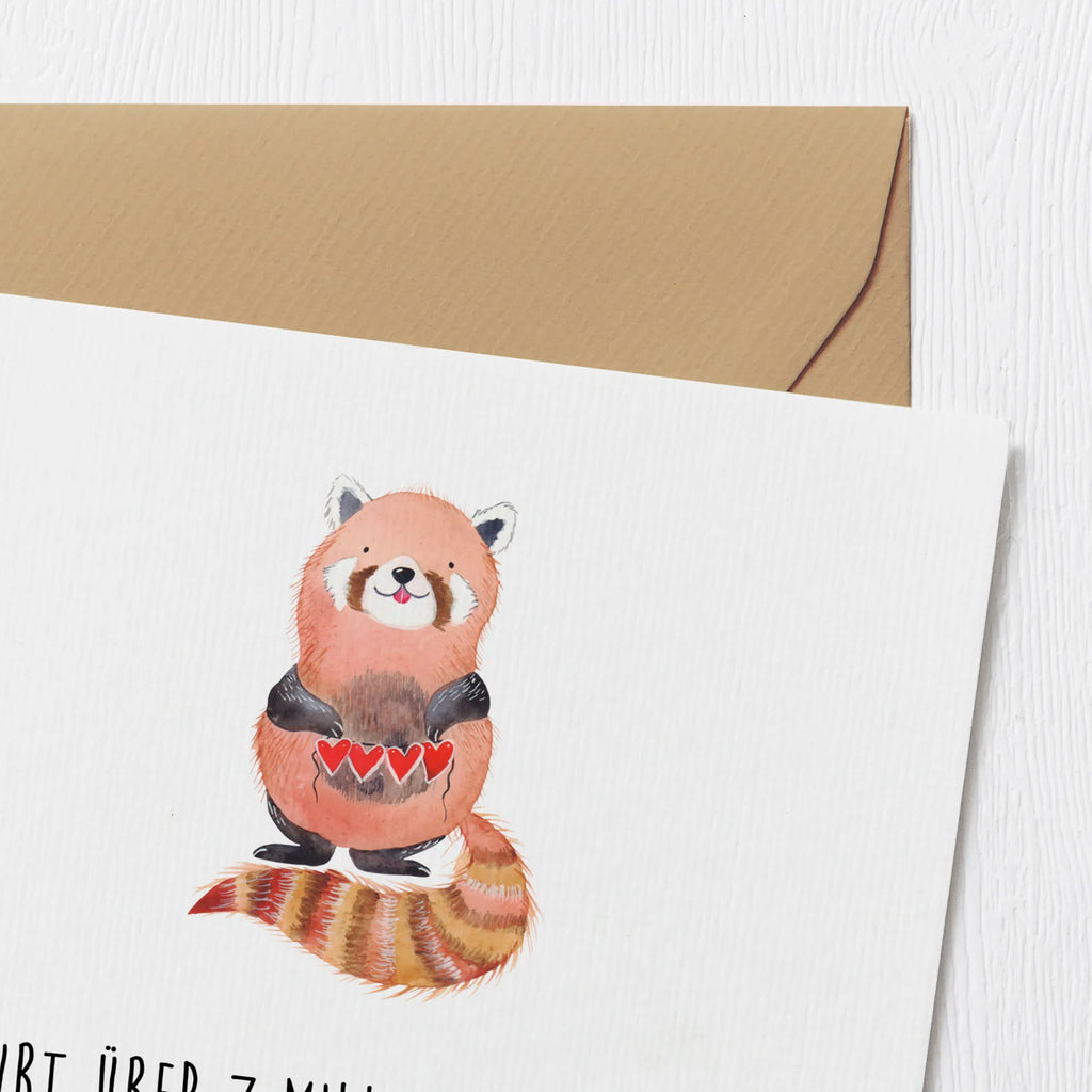 Deluxe Card red panda Hochzeitskarte, Glückwunschkarte, Grußkarte, Klappkarte, Einladungskarte, Geburtstagskarte, Karte, Hochwertige Grußkarte, Hochwertige Klappkarte, Tiermotive, Gute Laune, lustige Sprüche, Tiere, Liebe, Rot, Herz, Liebling, Panda, Lieblingsmensch