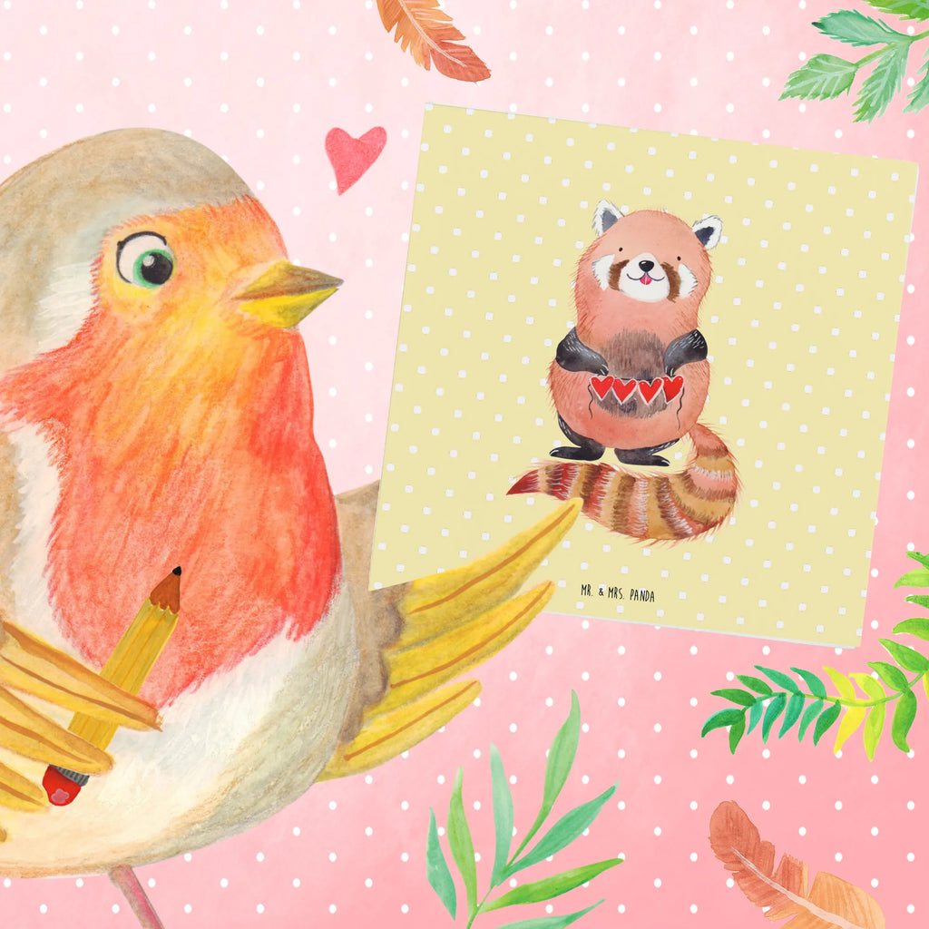 Deluxe Card red panda Hochzeitskarte, Glückwunschkarte, Grußkarte, Klappkarte, Einladungskarte, Geburtstagskarte, Karte, Hochwertige Grußkarte, Hochwertige Klappkarte, Tiermotive, Gute Laune, lustige Sprüche, Tiere, Liebe, Rot, Herz, Liebling, Panda, Lieblingsmensch