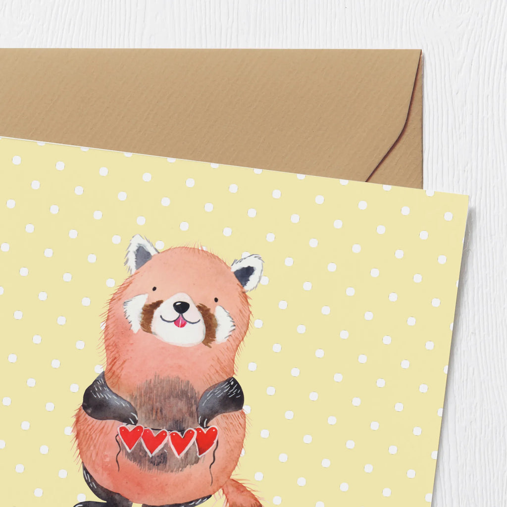 Deluxe Card red panda Hochzeitskarte, Glückwunschkarte, Grußkarte, Klappkarte, Einladungskarte, Geburtstagskarte, Karte, Hochwertige Grußkarte, Hochwertige Klappkarte, Tiermotive, Gute Laune, lustige Sprüche, Tiere, Liebe, Rot, Herz, Liebling, Panda, Lieblingsmensch