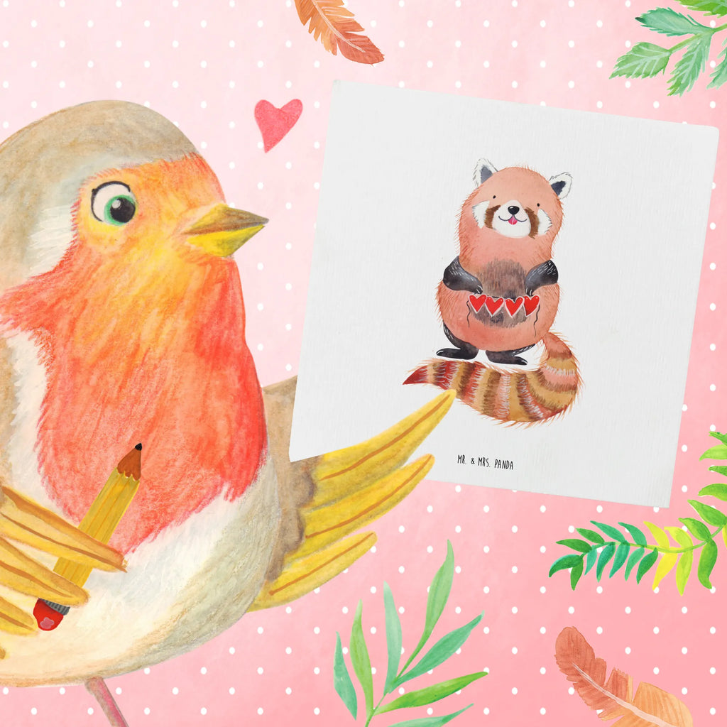 Deluxe Card red panda Hochzeitskarte, Glückwunschkarte, Grußkarte, Klappkarte, Einladungskarte, Geburtstagskarte, Karte, Hochwertige Grußkarte, Hochwertige Klappkarte, Tiermotive, Gute Laune, lustige Sprüche, Tiere, Liebe, Rot, Herz, Liebling, Panda, Lieblingsmensch