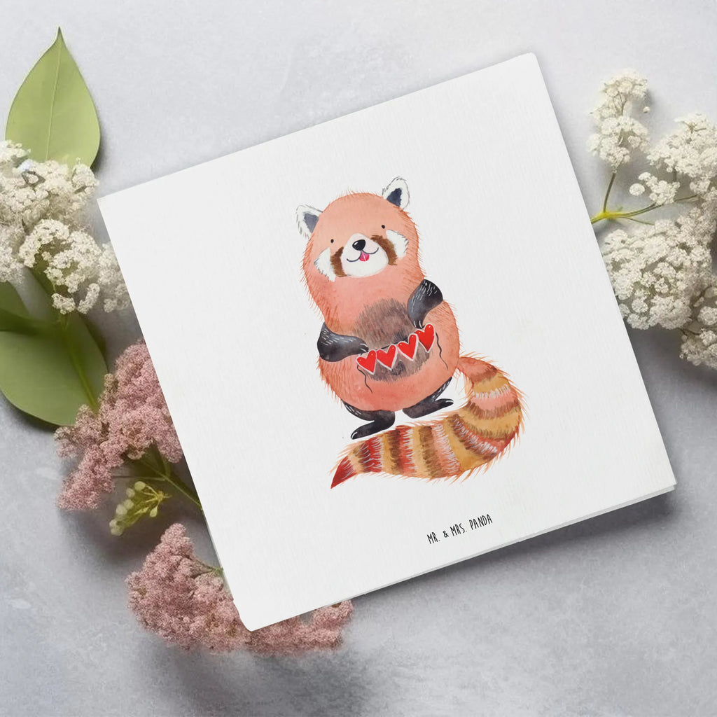 Deluxe Card red panda Hochzeitskarte, Glückwunschkarte, Grußkarte, Klappkarte, Einladungskarte, Geburtstagskarte, Karte, Hochwertige Grußkarte, Hochwertige Klappkarte, Tiermotive, Gute Laune, lustige Sprüche, Tiere, Liebe, Rot, Herz, Liebling, Panda, Lieblingsmensch