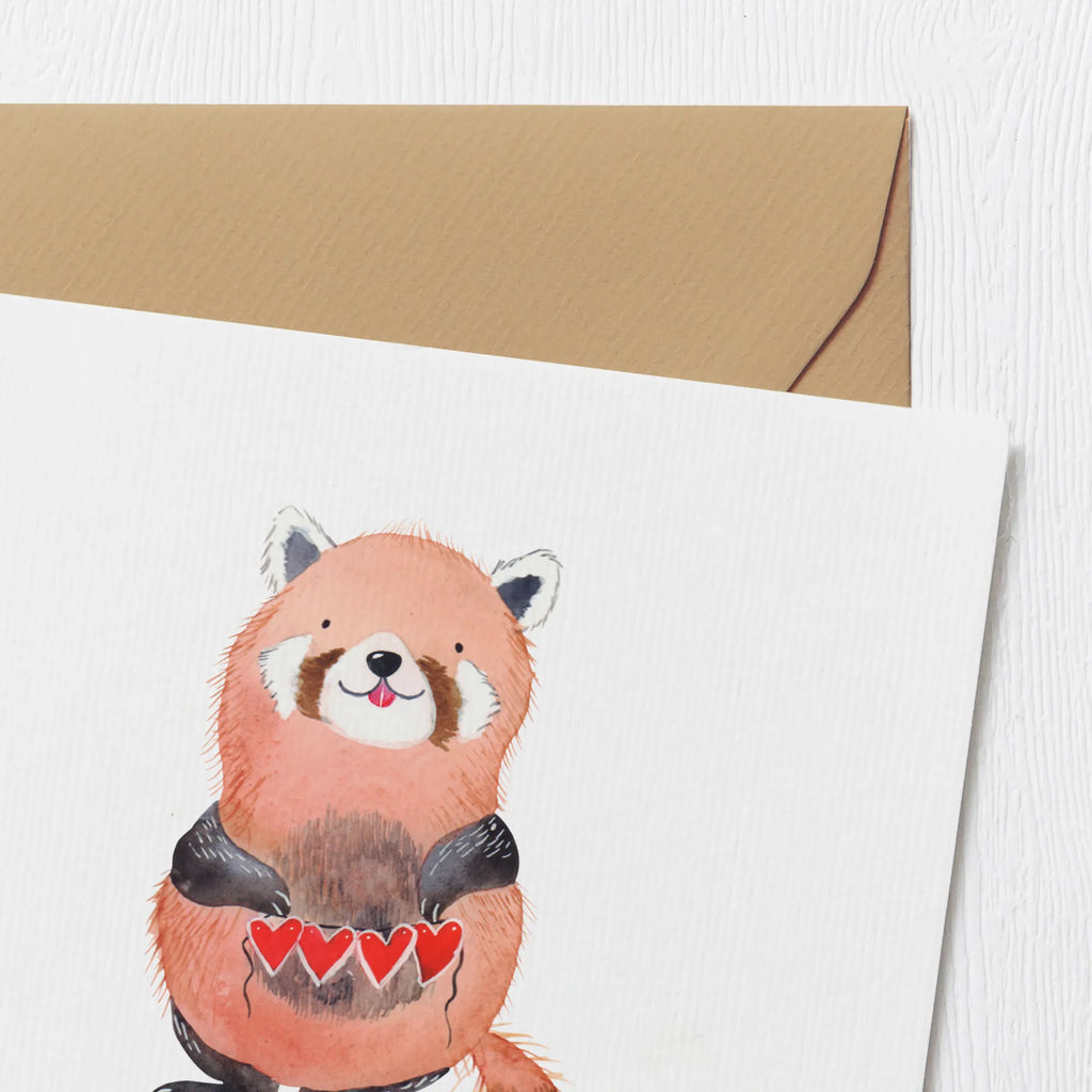 Deluxe Card red panda Hochzeitskarte, Glückwunschkarte, Grußkarte, Klappkarte, Einladungskarte, Geburtstagskarte, Karte, Hochwertige Grußkarte, Hochwertige Klappkarte, Tiermotive, Gute Laune, lustige Sprüche, Tiere, Liebe, Rot, Herz, Liebling, Panda, Lieblingsmensch