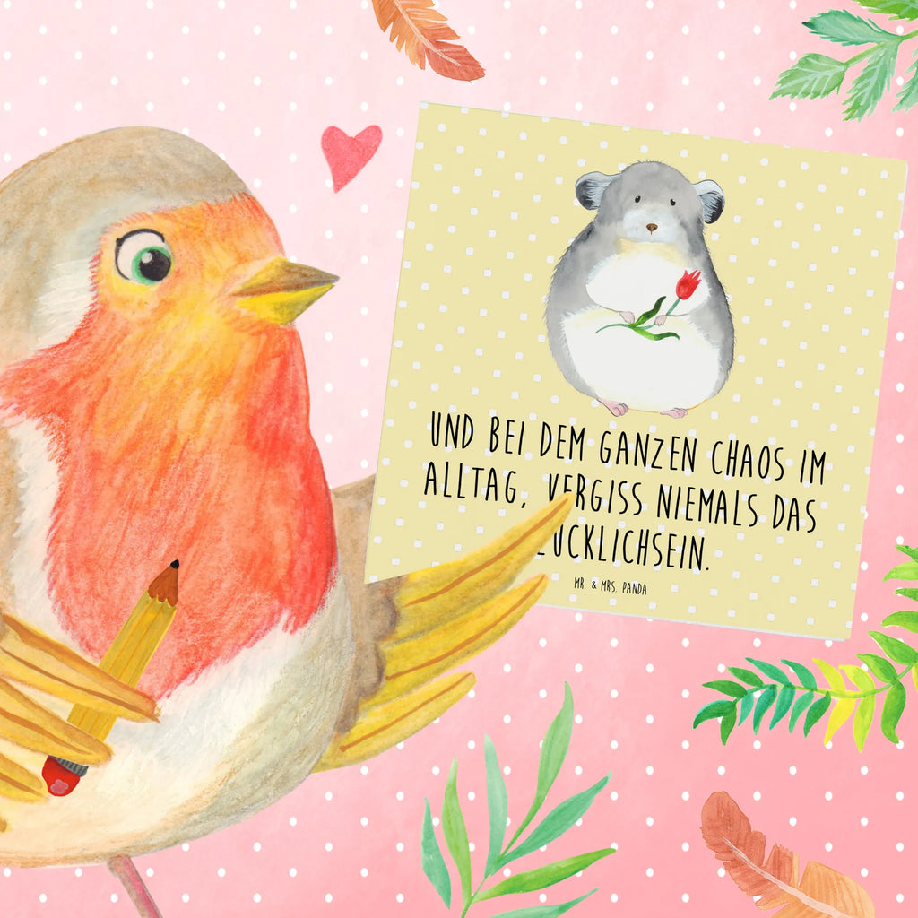 Deluxe Karte Chinchilla Blume Klappkarte, Hochwertige Klappkarte, Karte, Geburtstagskarte, Hochzeitskarte, Grußkarte, Glückwunschkarte, Einladungskarte, Hochwertige Grußkarte, Tiermotive, Gute Laune, lustige Sprüche, Tiere, Liebeskummer, Büroalltag, Chinchilla, Chaos, Glücklichsein, traurig sein, Chinchillas, Depressionen, Kummer, Büro