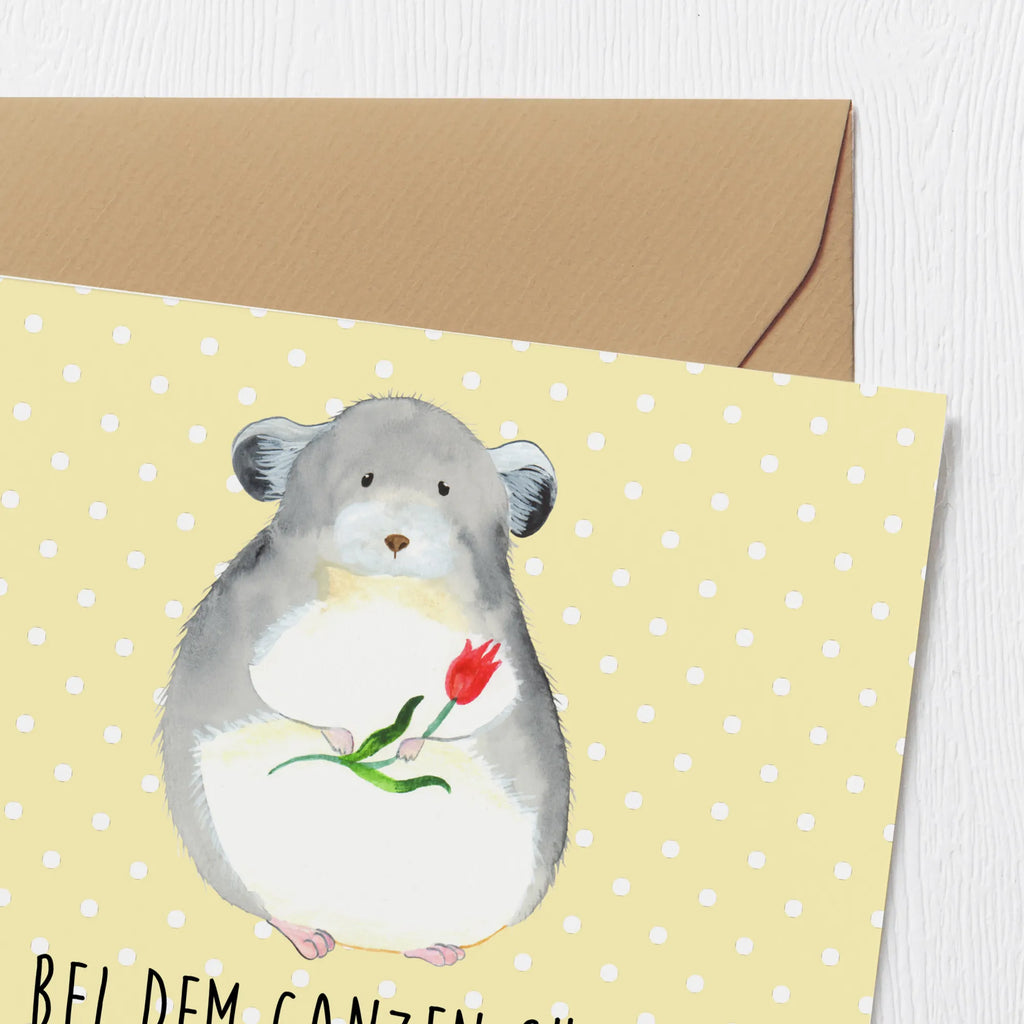 Deluxe Karte Chinchilla Blume Klappkarte, Hochwertige Klappkarte, Karte, Geburtstagskarte, Hochzeitskarte, Grußkarte, Glückwunschkarte, Einladungskarte, Hochwertige Grußkarte, Tiermotive, Gute Laune, lustige Sprüche, Tiere, Liebeskummer, Büroalltag, Chinchilla, Chaos, Glücklichsein, traurig sein, Chinchillas, Depressionen, Kummer, Büro