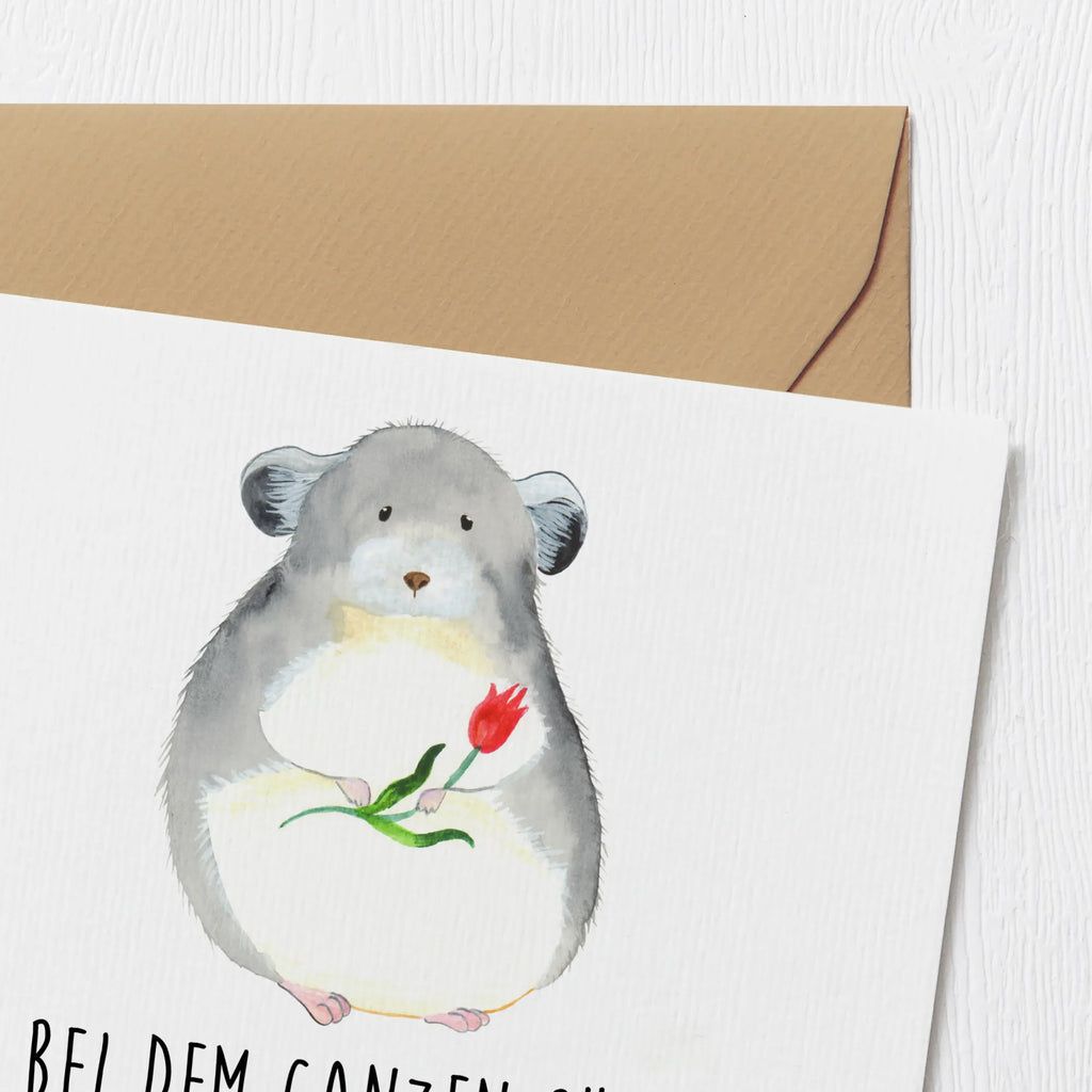 Deluxe Karte Chinchilla Blume Klappkarte, Hochwertige Klappkarte, Karte, Geburtstagskarte, Hochzeitskarte, Grußkarte, Glückwunschkarte, Einladungskarte, Hochwertige Grußkarte, Tiermotive, Gute Laune, lustige Sprüche, Tiere, Liebeskummer, Büroalltag, Chinchilla, Chaos, Glücklichsein, traurig sein, Chinchillas, Depressionen, Kummer, Büro
