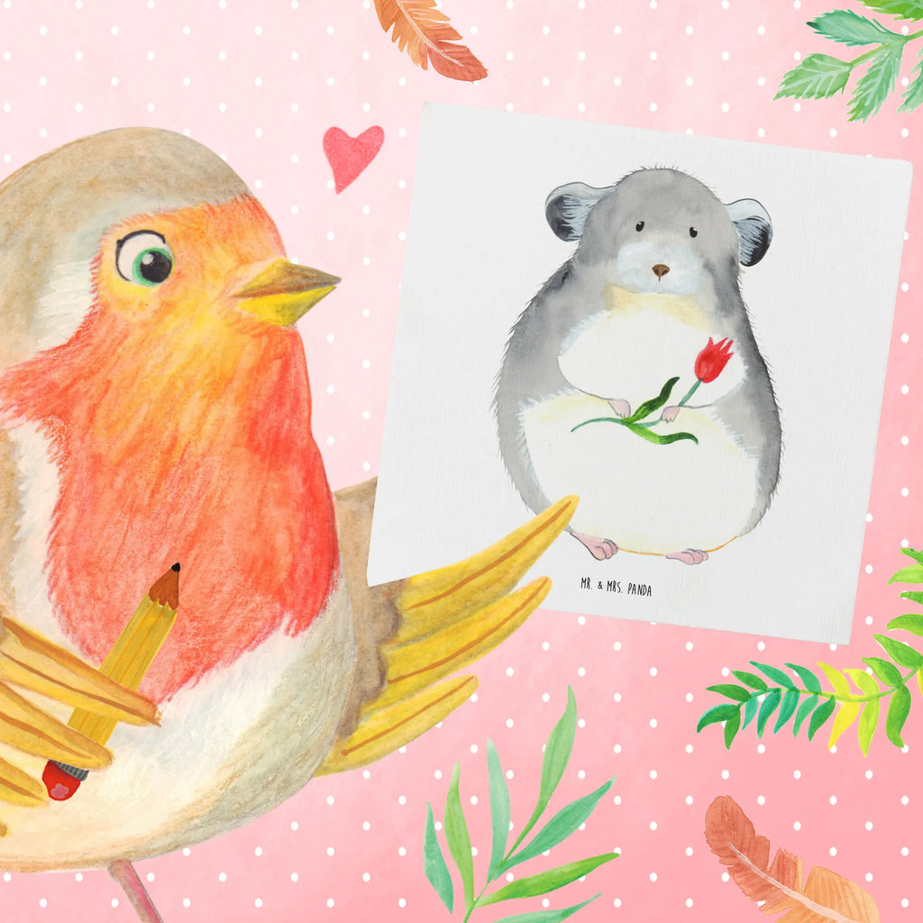 Deluxe Karte Chinchilla Blume Klappkarte, Hochwertige Klappkarte, Karte, Geburtstagskarte, Hochzeitskarte, Grußkarte, Glückwunschkarte, Einladungskarte, Hochwertige Grußkarte, Tiermotive, Gute Laune, lustige Sprüche, Tiere, Liebeskummer, Büroalltag, Chinchilla, Chaos, Glücklichsein, traurig sein, Chinchillas, Depressionen, Kummer, Büro