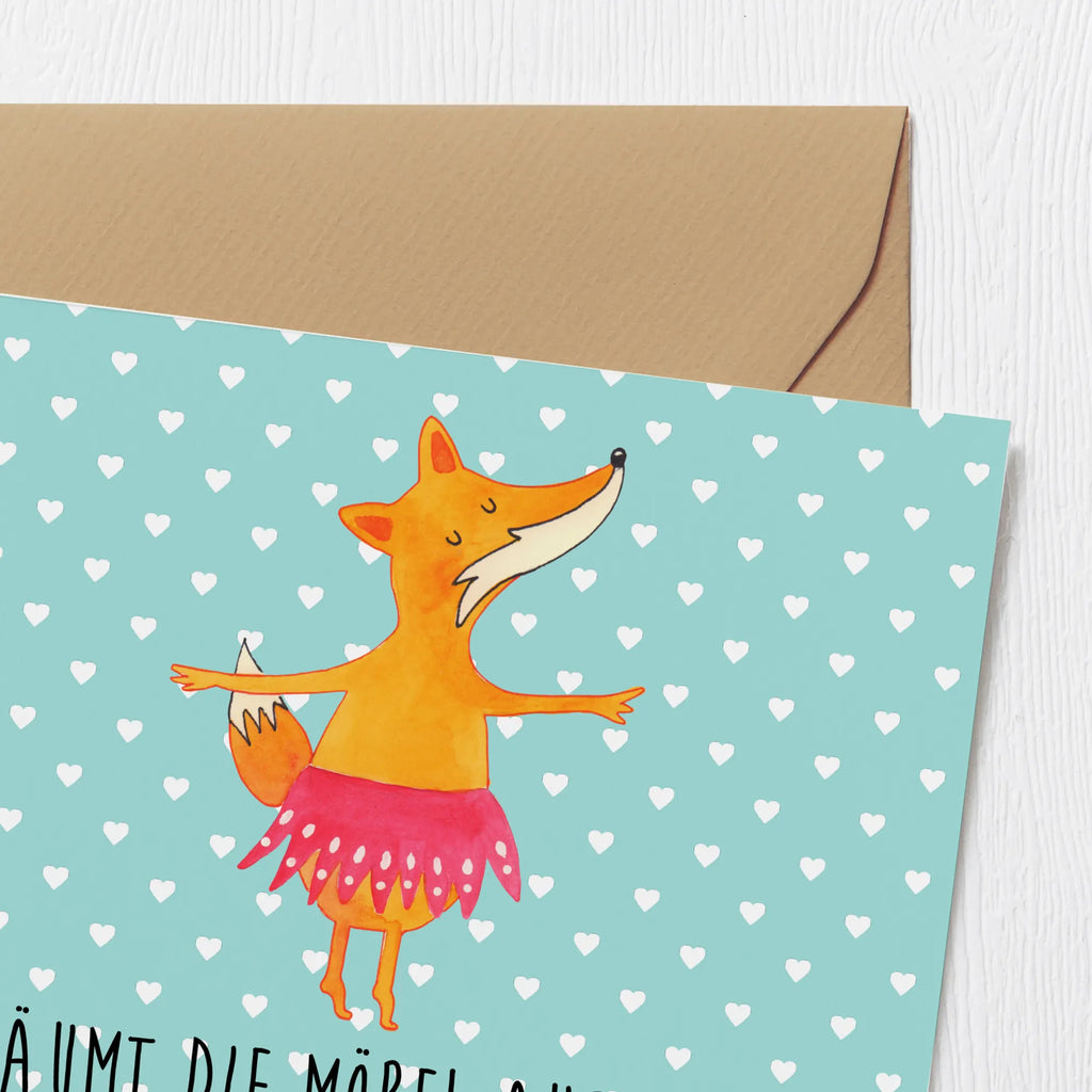 Deluxe Karte Fuchs Ballerina Einladungskarte, Hochwertige Klappkarte, Karte, Klappkarte, Geburtstagskarte, Hochwertige Grußkarte, Glückwunschkarte, Hochzeitskarte, Grußkarte, Fuchs, Geburtstag, Füchsin, Ballerina, Party, Füchse, Tanzen, Einladung, Ballett, Tänzerin, Fuchs Spruch