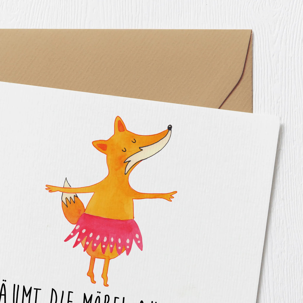 Deluxe Karte Fuchs Ballerina Einladungskarte, Hochwertige Klappkarte, Karte, Klappkarte, Geburtstagskarte, Hochwertige Grußkarte, Glückwunschkarte, Hochzeitskarte, Grußkarte, Fuchs, Geburtstag, Füchsin, Ballerina, Party, Füchse, Tanzen, Einladung, Ballett, Tänzerin, Fuchs Spruch