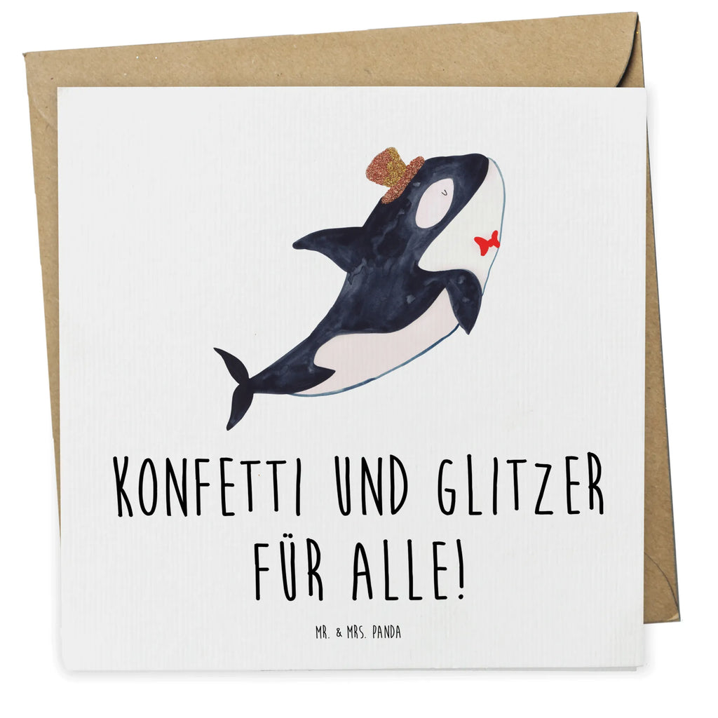 Deluxe Card orca cylinder Klappkarte, Grußkarte, Karte, Hochzeitskarte, Hochwertige Klappkarte, Geburtstagskarte, Einladungskarte, Glückwunschkarte, Hochwertige Grußkarte, Meerestiere, Meer, Urlaub, Konfetti, Glitter, Fest, Feier, Orca, Fete, Glitzer, Narwal, Geburtstag, Glückwunsch