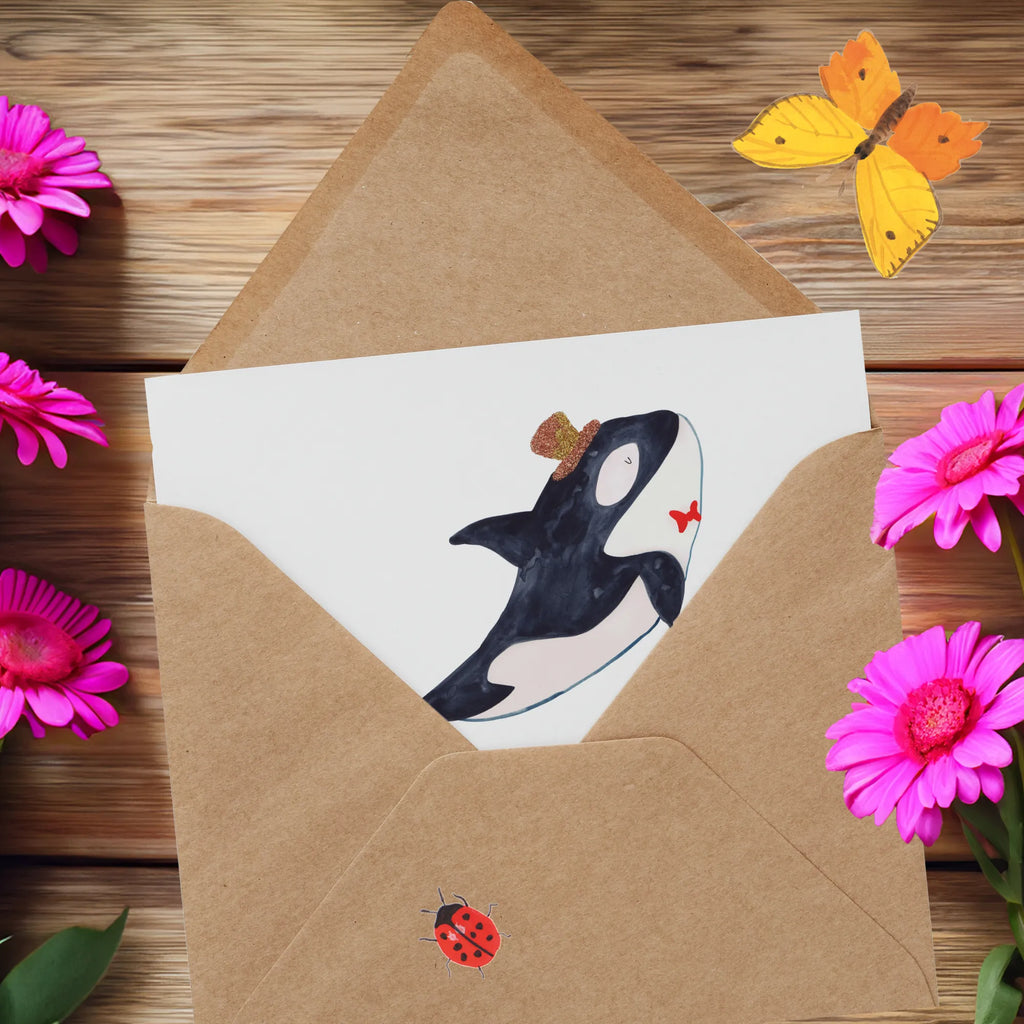 Deluxe Card orca cylinder Klappkarte, Grußkarte, Karte, Hochzeitskarte, Hochwertige Klappkarte, Geburtstagskarte, Einladungskarte, Glückwunschkarte, Hochwertige Grußkarte, Meerestiere, Meer, Urlaub, Konfetti, Glitter, Fest, Feier, Orca, Fete, Glitzer, Narwal, Geburtstag, Glückwunsch