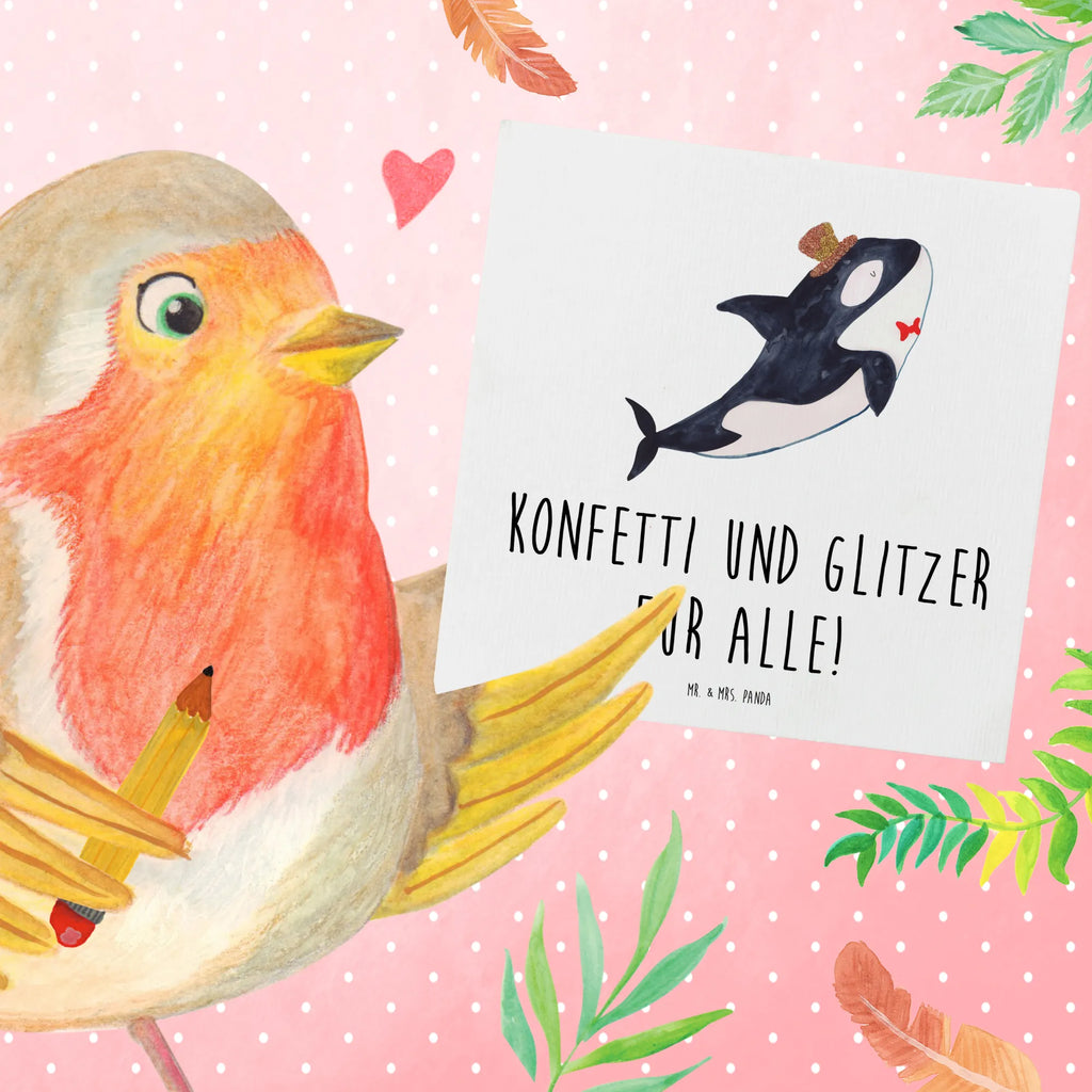 Deluxe Card orca cylinder Klappkarte, Grußkarte, Karte, Hochzeitskarte, Hochwertige Klappkarte, Geburtstagskarte, Einladungskarte, Glückwunschkarte, Hochwertige Grußkarte, Meerestiere, Meer, Urlaub, Konfetti, Glitter, Fest, Feier, Orca, Fete, Glitzer, Narwal, Geburtstag, Glückwunsch