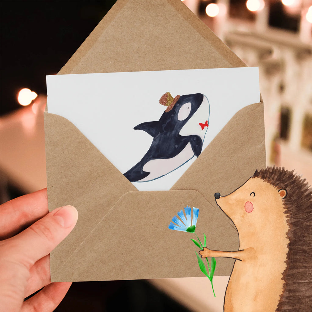 Deluxe Card orca cylinder Klappkarte, Grußkarte, Karte, Hochzeitskarte, Hochwertige Klappkarte, Geburtstagskarte, Einladungskarte, Glückwunschkarte, Hochwertige Grußkarte, Meerestiere, Meer, Urlaub, Konfetti, Glitter, Fest, Feier, Orca, Fete, Glitzer, Narwal, Geburtstag, Glückwunsch