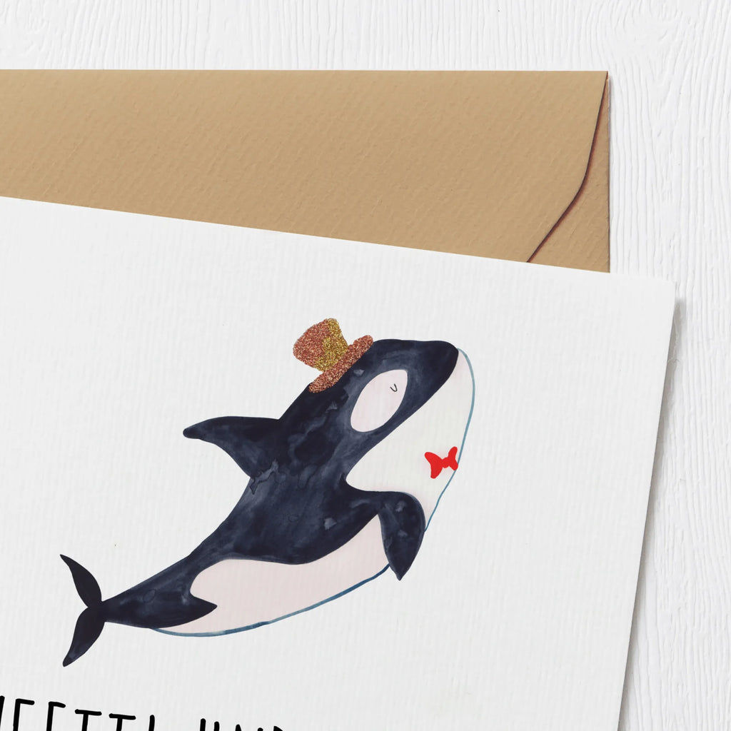 Deluxe Card orca cylinder Klappkarte, Grußkarte, Karte, Hochzeitskarte, Hochwertige Klappkarte, Geburtstagskarte, Einladungskarte, Glückwunschkarte, Hochwertige Grußkarte, Meerestiere, Meer, Urlaub, Konfetti, Glitter, Fest, Feier, Orca, Fete, Glitzer, Narwal, Geburtstag, Glückwunsch