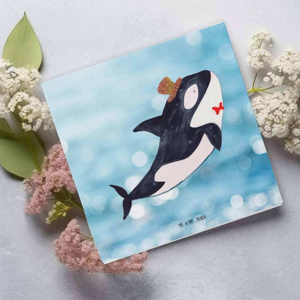 Deluxe Card orca cylinder Klappkarte, Grußkarte, Karte, Hochzeitskarte, Hochwertige Klappkarte, Geburtstagskarte, Einladungskarte, Glückwunschkarte, Hochwertige Grußkarte, Meerestiere, Meer, Urlaub, Konfetti, Glitter, Fest, Feier, Orca, Fete, Glitzer, Narwal, Geburtstag, Glückwunsch
