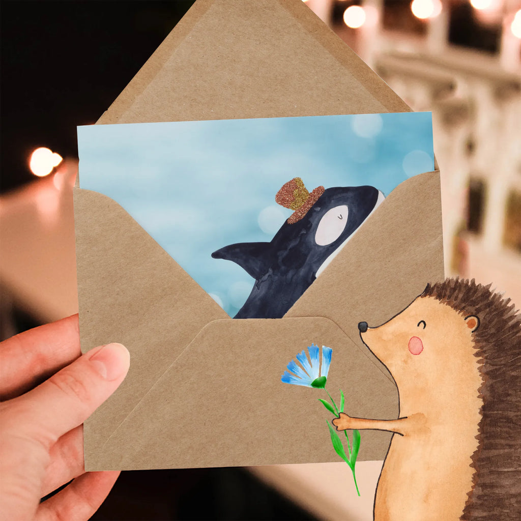 Deluxe Card orca cylinder Klappkarte, Grußkarte, Karte, Hochzeitskarte, Hochwertige Klappkarte, Geburtstagskarte, Einladungskarte, Glückwunschkarte, Hochwertige Grußkarte, Meerestiere, Meer, Urlaub, Konfetti, Glitter, Fest, Feier, Orca, Fete, Glitzer, Narwal, Geburtstag, Glückwunsch