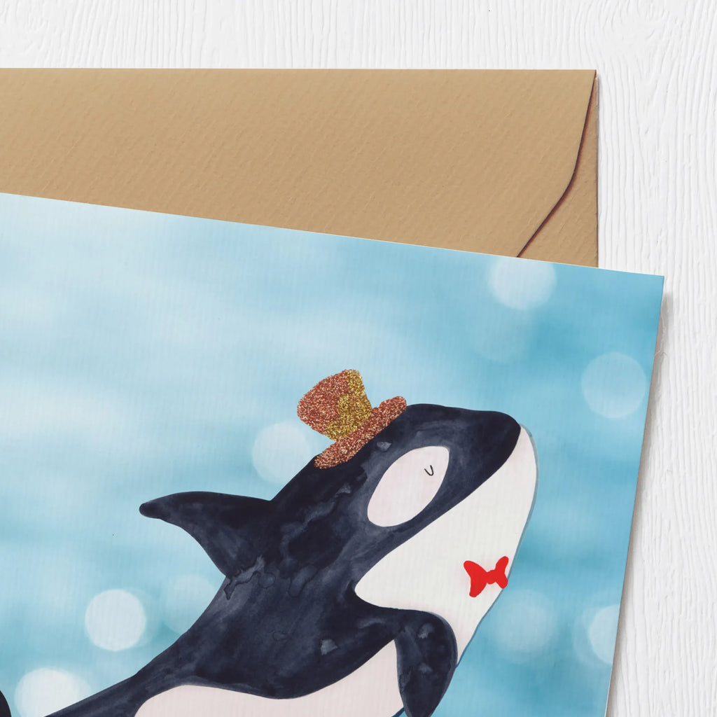 Deluxe Card orca cylinder Klappkarte, Grußkarte, Karte, Hochzeitskarte, Hochwertige Klappkarte, Geburtstagskarte, Einladungskarte, Glückwunschkarte, Hochwertige Grußkarte, Meerestiere, Meer, Urlaub, Konfetti, Glitter, Fest, Feier, Orca, Fete, Glitzer, Narwal, Geburtstag, Glückwunsch