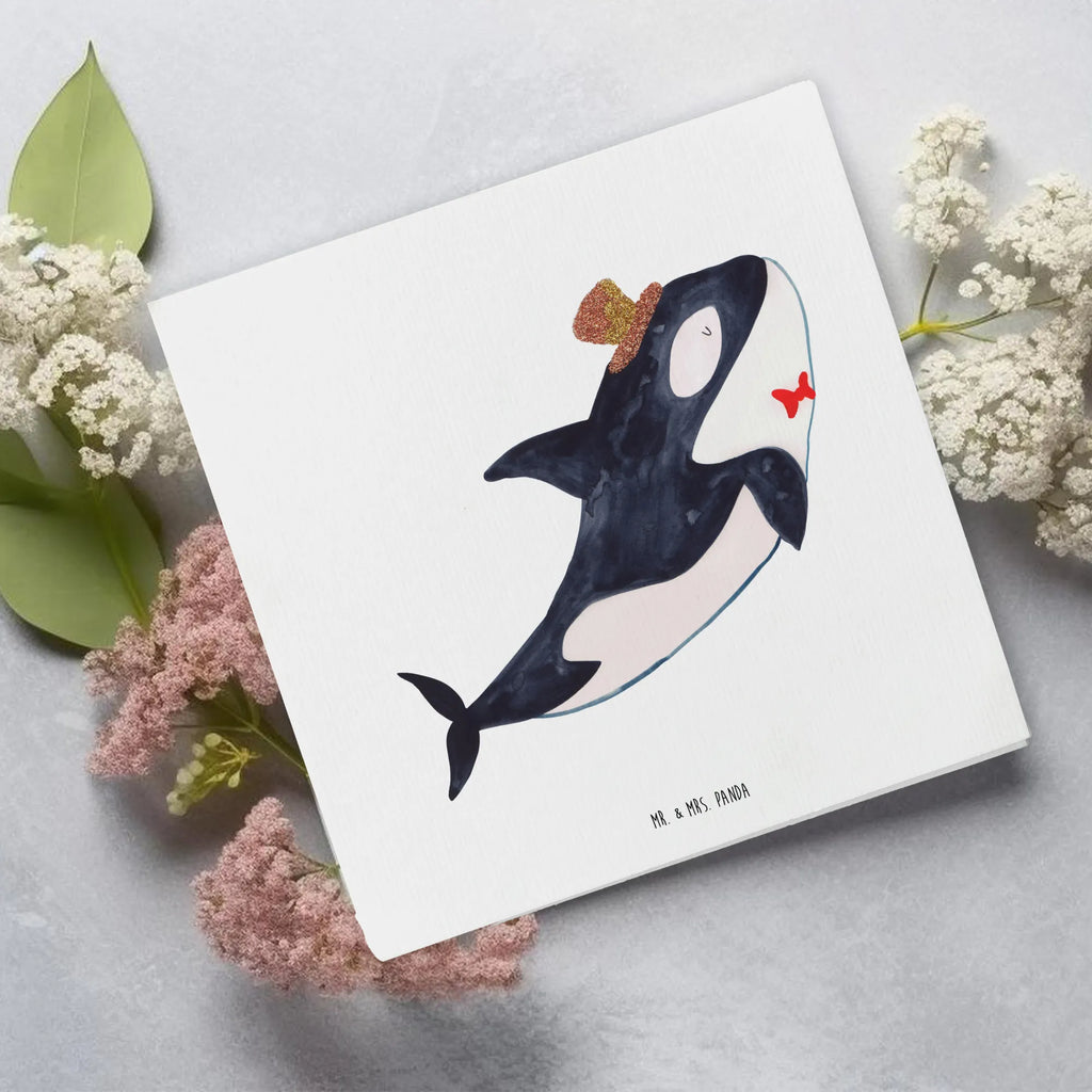 Deluxe Card orca cylinder Klappkarte, Grußkarte, Karte, Hochzeitskarte, Hochwertige Klappkarte, Geburtstagskarte, Einladungskarte, Glückwunschkarte, Hochwertige Grußkarte, Meerestiere, Meer, Urlaub, Konfetti, Glitter, Fest, Feier, Orca, Fete, Glitzer, Narwal, Geburtstag, Glückwunsch
