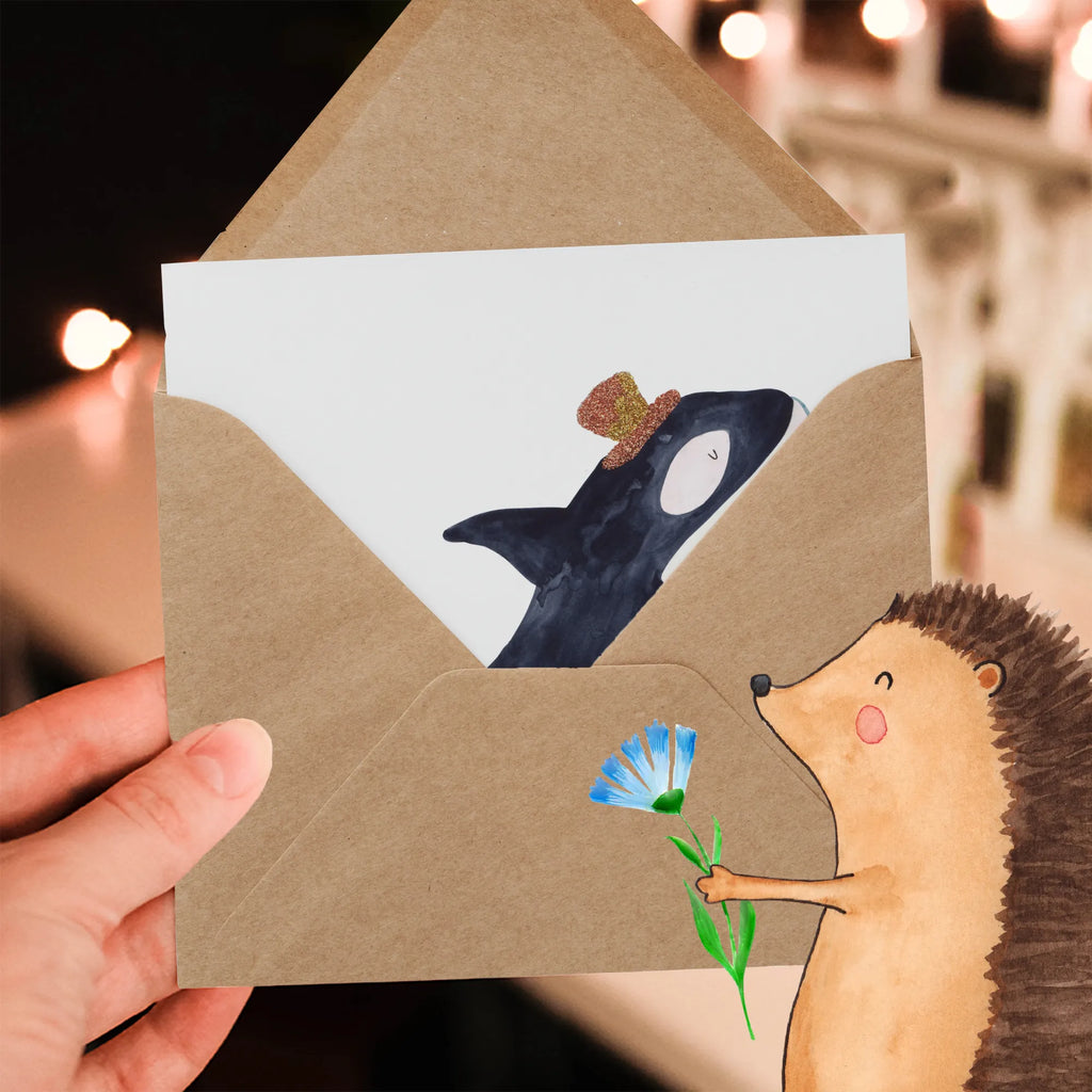 Deluxe Card orca cylinder Klappkarte, Grußkarte, Karte, Hochzeitskarte, Hochwertige Klappkarte, Geburtstagskarte, Einladungskarte, Glückwunschkarte, Hochwertige Grußkarte, Meerestiere, Meer, Urlaub, Konfetti, Glitter, Fest, Feier, Orca, Fete, Glitzer, Narwal, Geburtstag, Glückwunsch