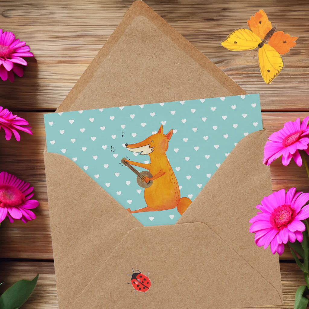 Deluxe Karte Fuchs Gitarre Karte, Klappkarte, Grußkarte, Einladungskarte, Hochwertige Klappkarte, Hochwertige Grußkarte, Geburtstagskarte, Glückwunschkarte, Hochzeitskarte, Fuchs, Füchse, Geschenk Musiker, Gitarre, Musik Spruch, Sänger, Sängerin, Musikerin