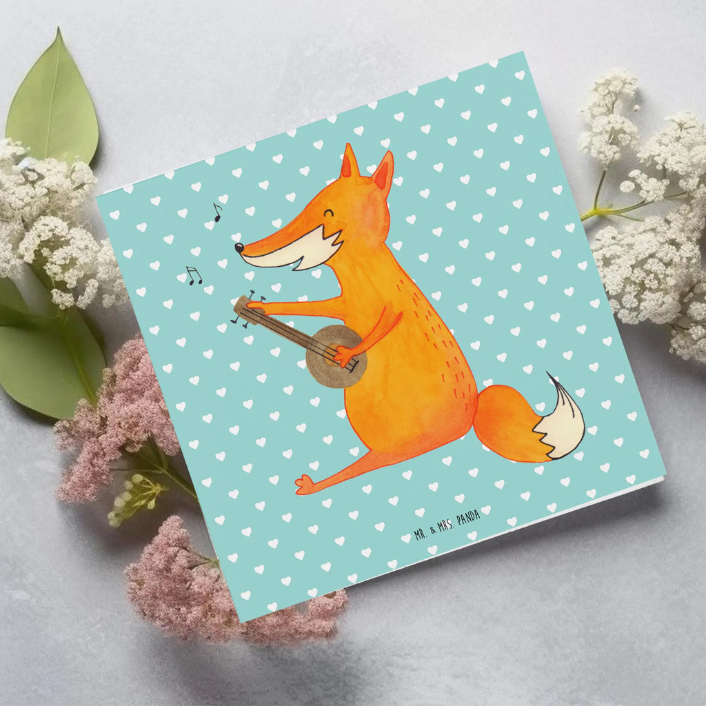 Deluxe Karte Fuchs Gitarre Karte, Klappkarte, Grußkarte, Einladungskarte, Hochwertige Klappkarte, Hochwertige Grußkarte, Geburtstagskarte, Glückwunschkarte, Hochzeitskarte, Fuchs, Füchse, Geschenk Musiker, Gitarre, Musik Spruch, Sänger, Sängerin, Musikerin