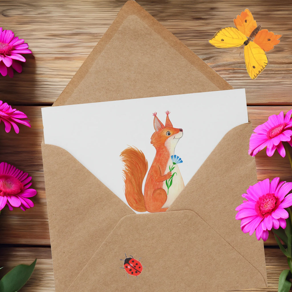 Deluxe Card Squirrel flower Einladungskarte, Geburtstagskarte, Glückwunschkarte, Hochzeitskarte, Karte, Grußkarte, Klappkarte, Hochwertige Grußkarte, Hochwertige Klappkarte, Tiermotive, Gute Laune, lustige Sprüche, Tiere, Spruch positiv, Lachen, Spaß, Eichhörnchen, Motivation Sprüche, Motivation Bilder, Eichhorn, glücklich Spruch, Spruch Deko