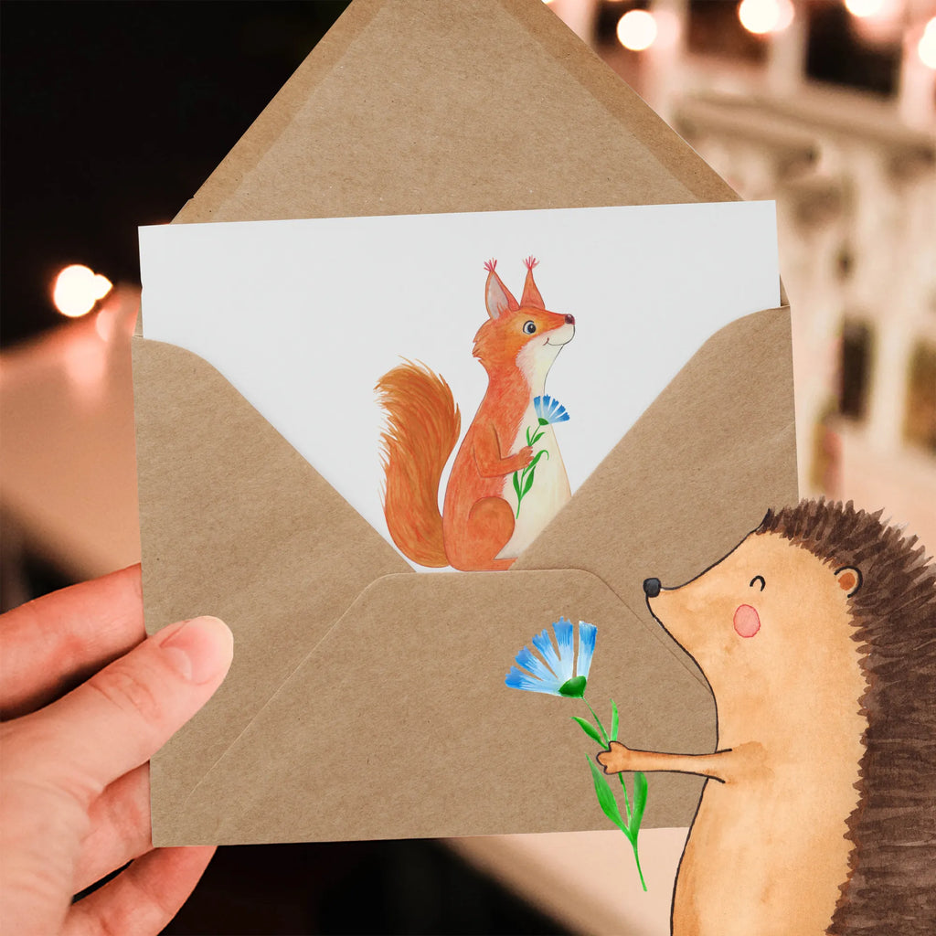 Deluxe Card Squirrel flower Einladungskarte, Geburtstagskarte, Glückwunschkarte, Hochzeitskarte, Karte, Grußkarte, Klappkarte, Hochwertige Grußkarte, Hochwertige Klappkarte, Tiermotive, Gute Laune, lustige Sprüche, Tiere, Spruch positiv, Lachen, Spaß, Eichhörnchen, Motivation Sprüche, Motivation Bilder, Eichhorn, glücklich Spruch, Spruch Deko