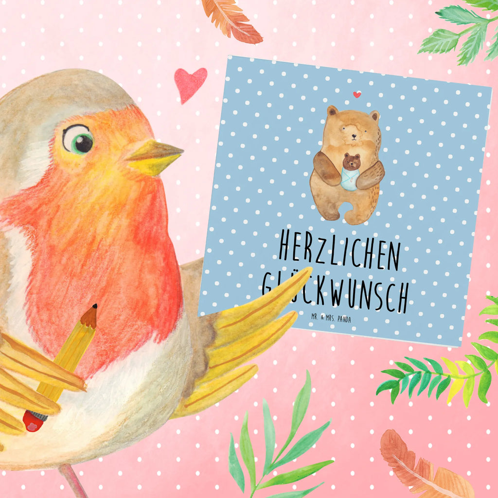 Deluxe Karte Bär Baby Hochwertige Grußkarte, Klappkarte, Karte, Hochzeitskarte, Grußkarte, Hochwertige Klappkarte, Glückwunschkarte, Einladungskarte, Geburtstagskarte, Bär, Teddy, Teddybär, Baby, Täufling, Neffe, Enkelin, Nichte, Eltern, Geburtstag, Mutter, Glückwunsch, Geburt, Taufe, Enkel