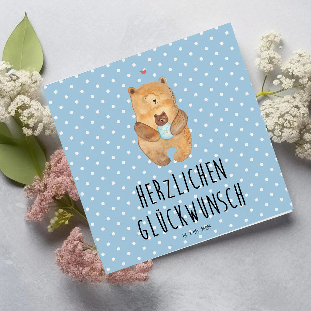 Deluxe Karte Bär Baby Hochwertige Grußkarte, Klappkarte, Karte, Hochzeitskarte, Grußkarte, Hochwertige Klappkarte, Glückwunschkarte, Einladungskarte, Geburtstagskarte, Bär, Teddy, Teddybär, Baby, Täufling, Neffe, Enkelin, Nichte, Eltern, Geburtstag, Mutter, Glückwunsch, Geburt, Taufe, Enkel