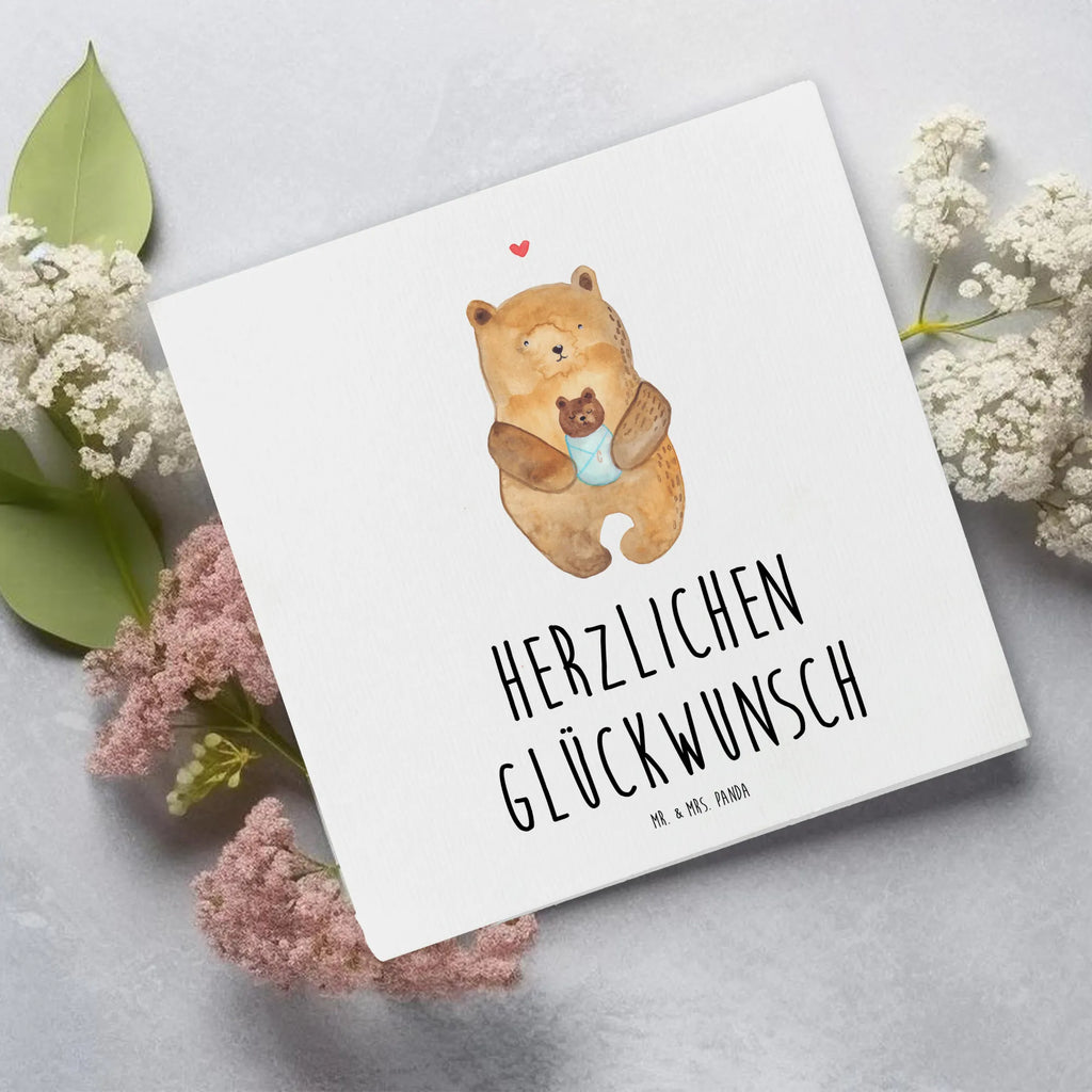 Deluxe Karte Bär Baby Hochwertige Grußkarte, Klappkarte, Karte, Hochzeitskarte, Grußkarte, Hochwertige Klappkarte, Glückwunschkarte, Einladungskarte, Geburtstagskarte, Bär, Teddy, Teddybär, Baby, Täufling, Neffe, Enkelin, Nichte, Eltern, Geburtstag, Mutter, Glückwunsch, Geburt, Taufe, Enkel