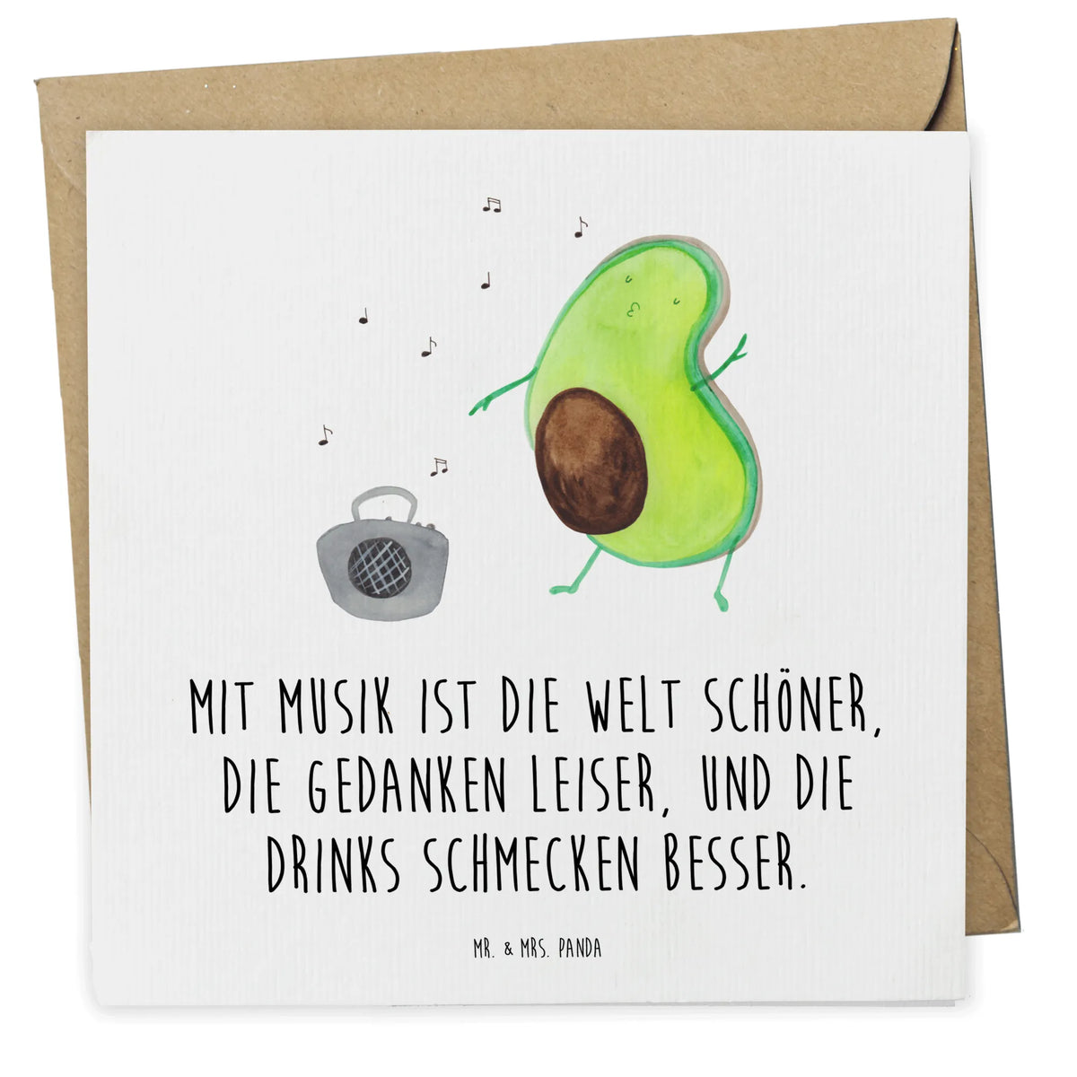 Deluxe Karte Avocado Tanzen faltkarte, Glückwunschkarte, Grußkarte, doppelkarte, anlasskarte, Klappkarte, Vegan, Gesund, Avocado, Veggie