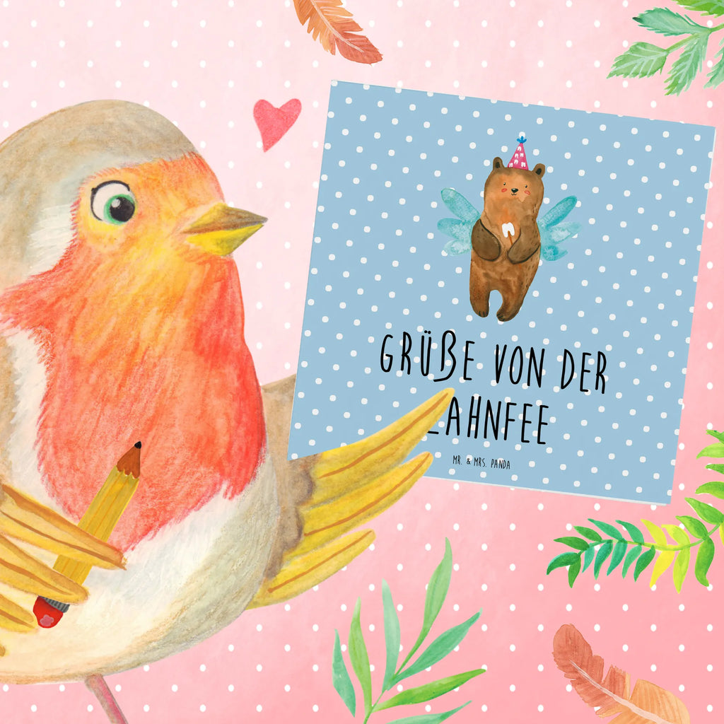 Deluxe Karte Bär Zahnfee Geburtstagskarte, Hochzeitskarte, Karte, Klappkarte, Glückwunschkarte, Hochwertige Klappkarte, Hochwertige Grußkarte, Einladungskarte, Grußkarte, Bär, Teddy, Teddybär, Milchzahn, Erster Zahn, Fee, Zahnfee