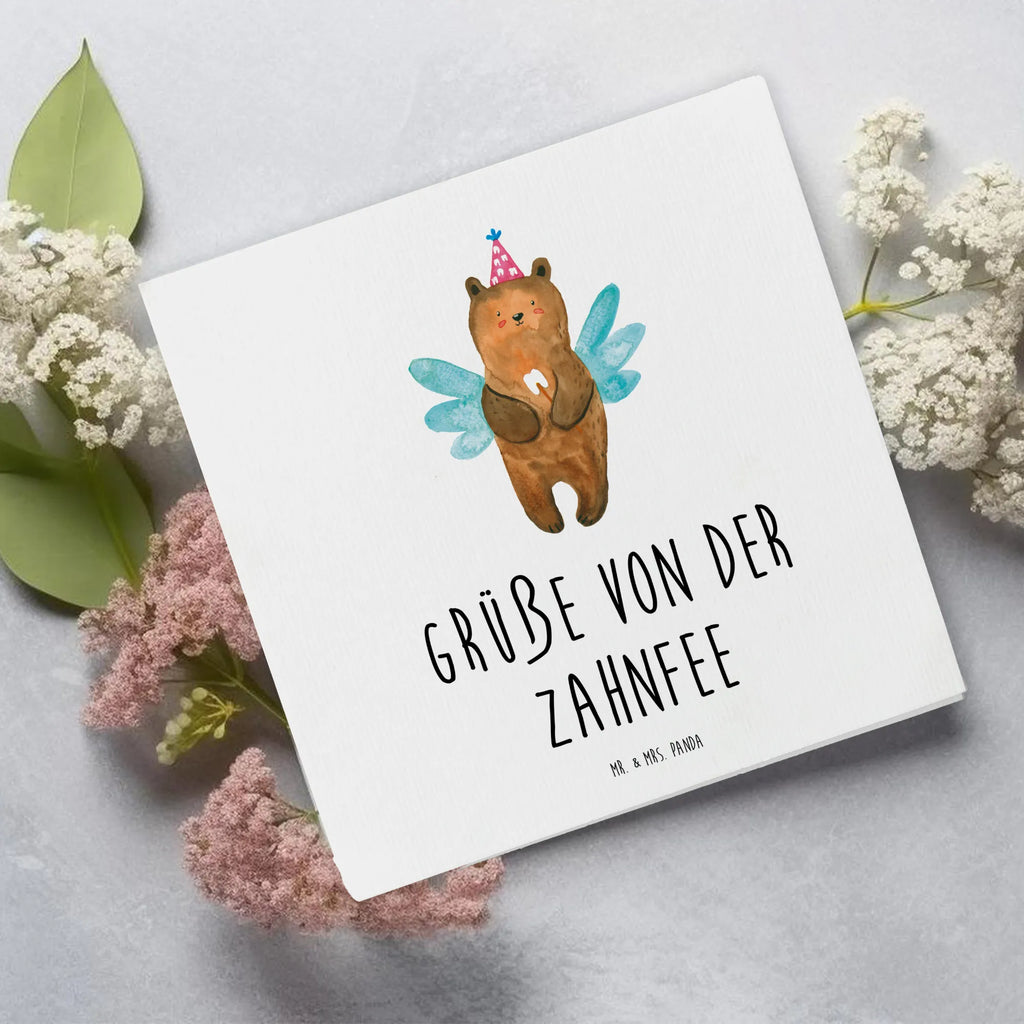 Deluxe Karte Bär Zahnfee Geburtstagskarte, Hochzeitskarte, Karte, Klappkarte, Glückwunschkarte, Hochwertige Klappkarte, Hochwertige Grußkarte, Einladungskarte, Grußkarte, Bär, Teddy, Teddybär, Milchzahn, Erster Zahn, Fee, Zahnfee