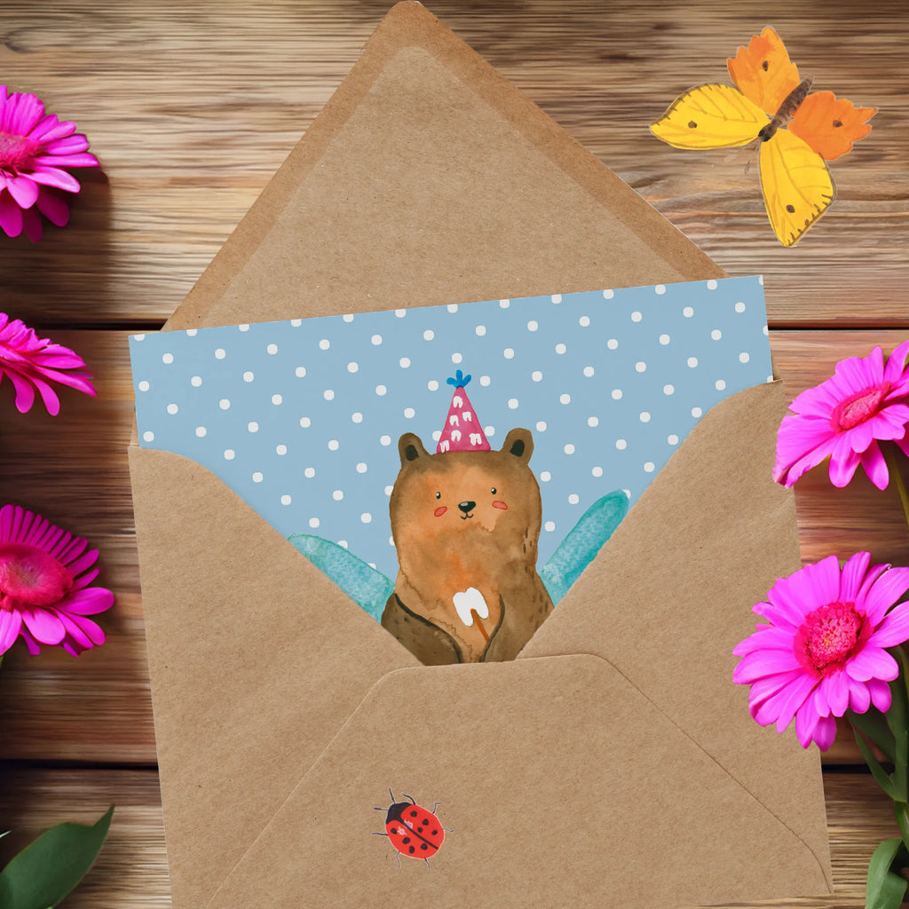 Deluxe Karte Bär Zahnfee Geburtstagskarte, Hochzeitskarte, Karte, Klappkarte, Glückwunschkarte, Hochwertige Klappkarte, Hochwertige Grußkarte, Einladungskarte, Grußkarte, Bär, Teddy, Teddybär, Milchzahn, Erster Zahn, Fee, Zahnfee
