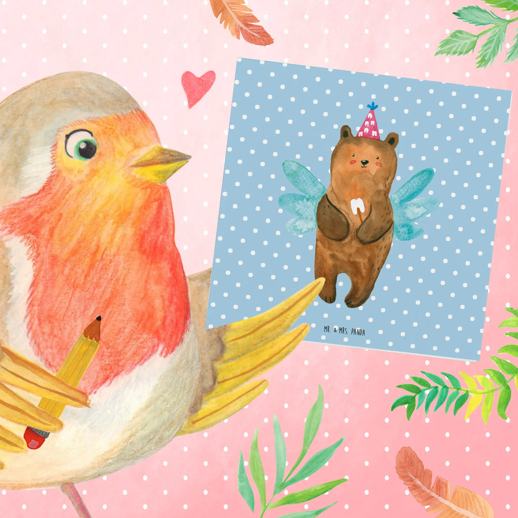 Deluxe Karte Bär Zahnfee Geburtstagskarte, Hochzeitskarte, Karte, Klappkarte, Glückwunschkarte, Hochwertige Klappkarte, Hochwertige Grußkarte, Einladungskarte, Grußkarte, Bär, Teddy, Teddybär, Milchzahn, Erster Zahn, Fee, Zahnfee