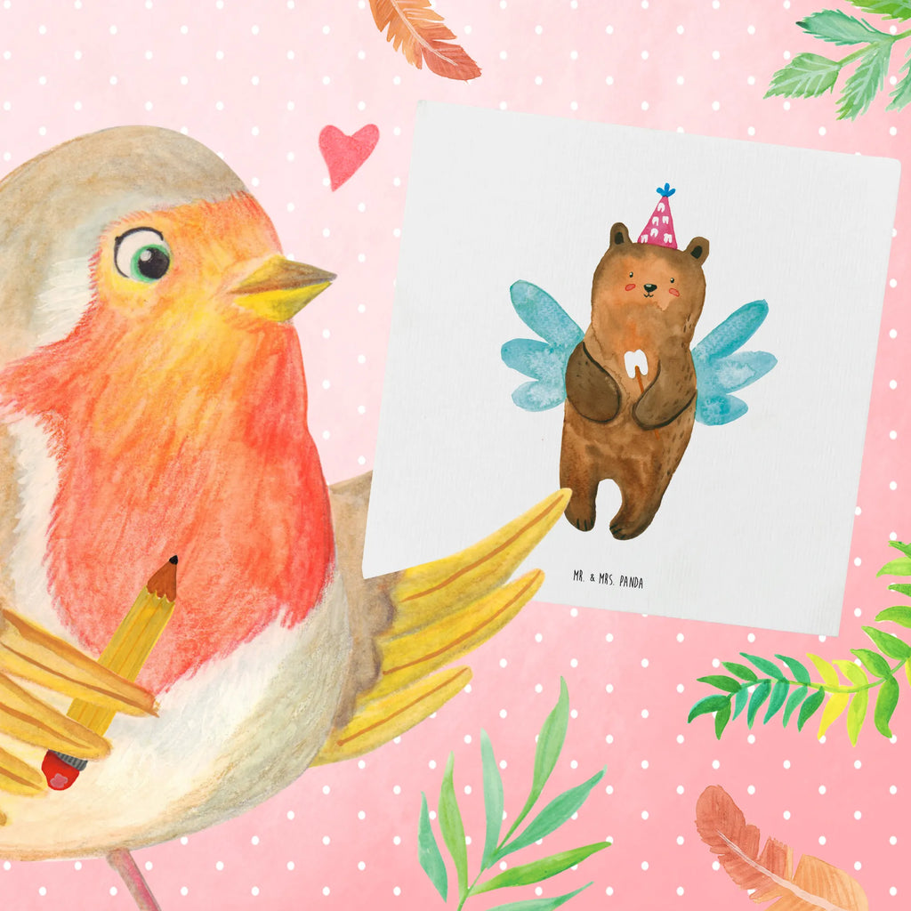 Deluxe Karte Bär Zahnfee Geburtstagskarte, Hochzeitskarte, Karte, Klappkarte, Glückwunschkarte, Hochwertige Klappkarte, Hochwertige Grußkarte, Einladungskarte, Grußkarte, Bär, Teddy, Teddybär, Milchzahn, Erster Zahn, Fee, Zahnfee