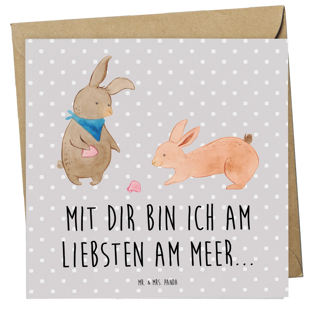 Deluxe Karte Hasen Muschel Hochzeitskarte, Einladungskarte, Grußkarte, Karte, Geburtstagskarte, Hochwertige Klappkarte, Glückwunschkarte, Hochwertige Grußkarte, Klappkarte, Familie, Vatertag, Muttertag, Bruder, Schwester, Mama, Papa, Oma, Opa, best friends, Freundin, Muscheln sammeln, BFF, Meer, Hasen, Freundinnen, Muscheln, beste Freundin