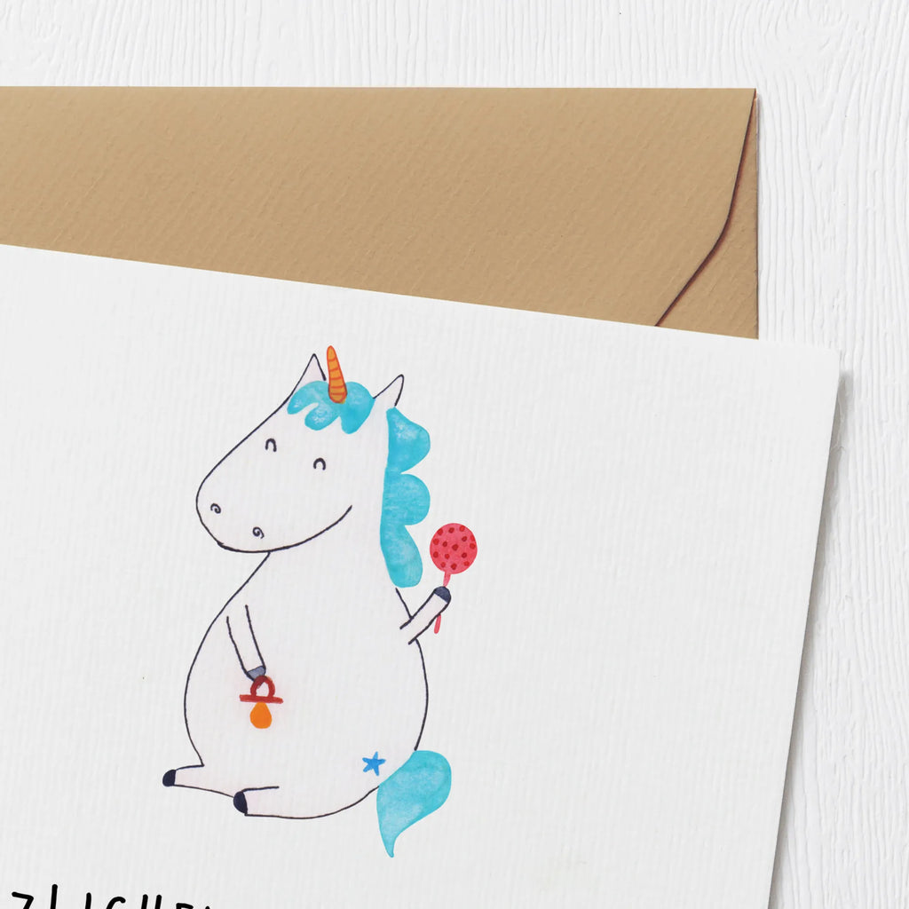 Deluxe Card unicorn infant Karte, Hochwertige Klappkarte, Grußkarte, Klappkarte, Hochzeitskarte, Einladungskarte, Glückwunschkarte, Geburtstagskarte, Hochwertige Grußkarte, Einhorn, Einhörner, Einhorn Deko, Unicorn, Babyglück, Party, Eltern, Baby, Mutter, Geburt, Schnuller, Geburtstag, erstes Kind, Nachwuchs, Kind