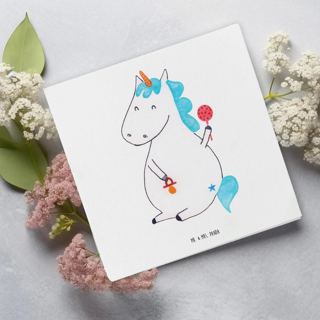 Deluxe Card unicorn infant Karte, Hochwertige Klappkarte, Grußkarte, Klappkarte, Hochzeitskarte, Einladungskarte, Glückwunschkarte, Geburtstagskarte, Hochwertige Grußkarte, Einhorn, Einhörner, Einhorn Deko, Unicorn, Babyglück, Party, Eltern, Baby, Mutter, Geburt, Schnuller, Geburtstag, erstes Kind, Nachwuchs, Kind