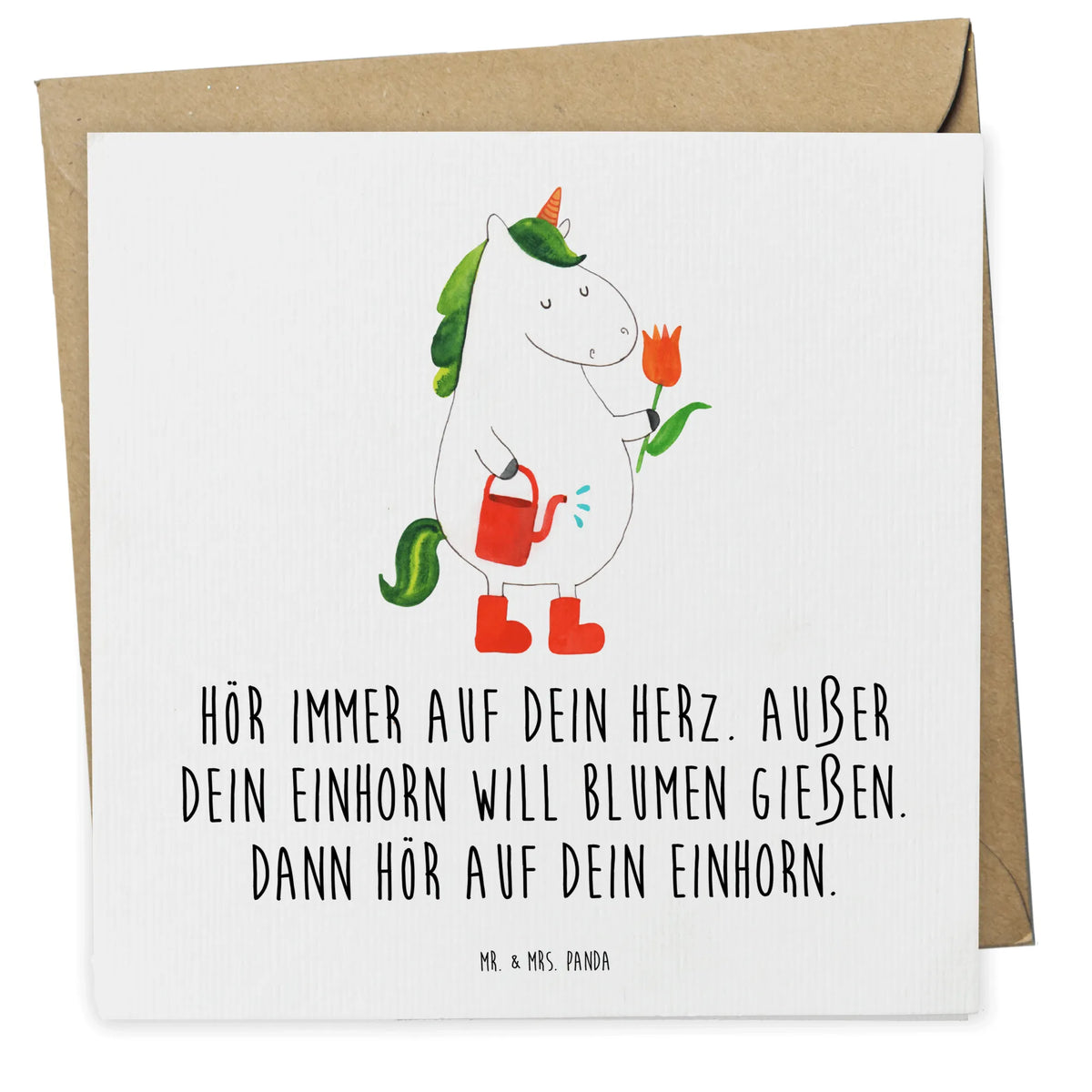 Deluxe Karte Einhorn Gärtner Glückwunschkarte, Grußkarte, anlasskarte, Klappkarte, faltkarte, doppelkarte, Unicorn, Einhorn, Einhörner, Einhorn Deko, Freude, Gießkanne, Blume, Lebenslust, Freundin, Stiefel, Luftballon, Garten, Giesskanne