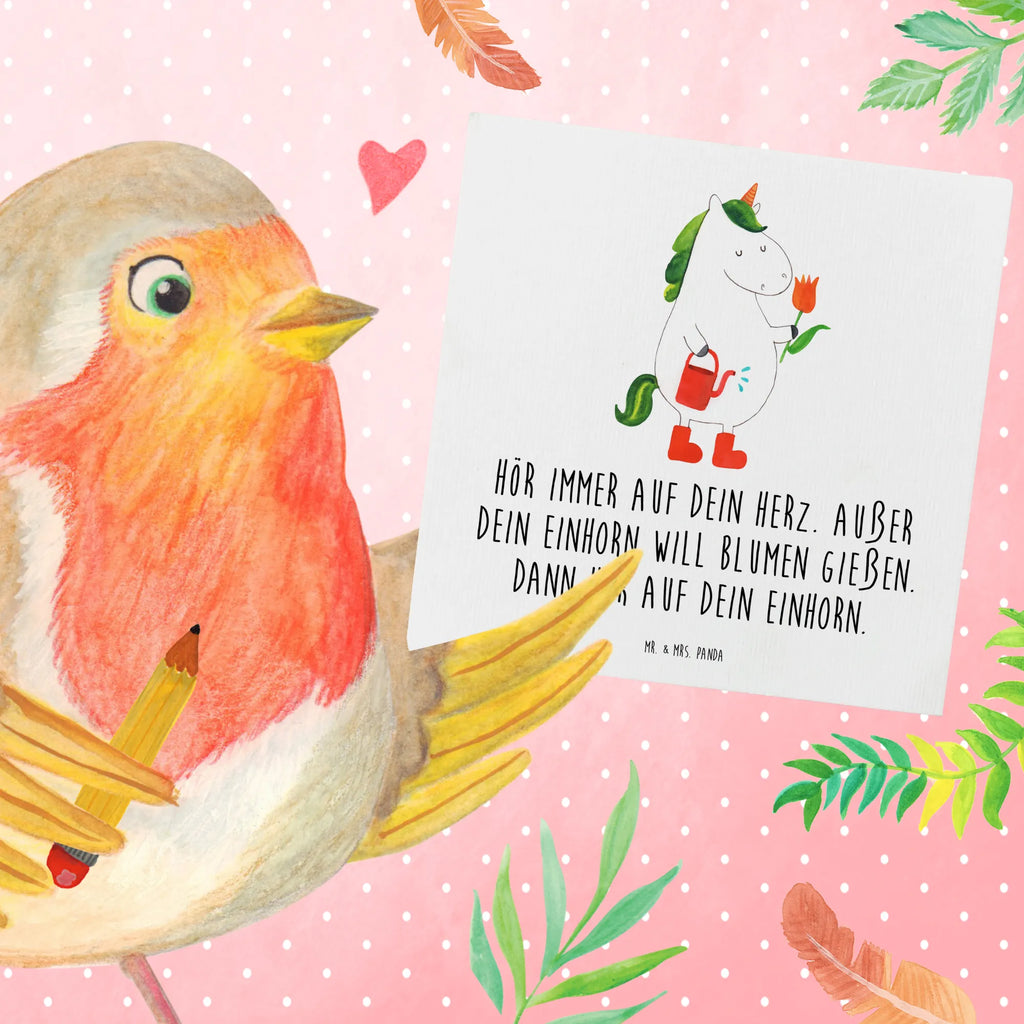 Deluxe Karte Einhorn Gärtner Klappkarte, Karte, Glückwunschkarte, Geburtstagskarte, Hochwertige Klappkarte, Hochzeitskarte, Hochwertige Grußkarte, Grußkarte, Einladungskarte, Einhorn, Einhörner, Einhorn Deko, Unicorn, Luftballon, Freude, Blume, Giesskanne, Stiefel, Lebenslust, Garten, Freundin, Gießkanne