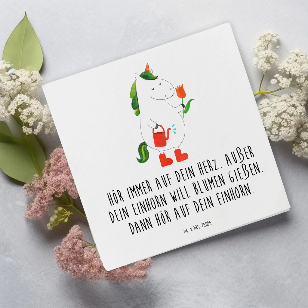 Deluxe Karte Einhorn Gärtner Klappkarte, Karte, Glückwunschkarte, Geburtstagskarte, Hochwertige Klappkarte, Hochzeitskarte, Hochwertige Grußkarte, Grußkarte, Einladungskarte, Einhorn, Einhörner, Einhorn Deko, Unicorn, Luftballon, Freude, Blume, Giesskanne, Stiefel, Lebenslust, Garten, Freundin, Gießkanne