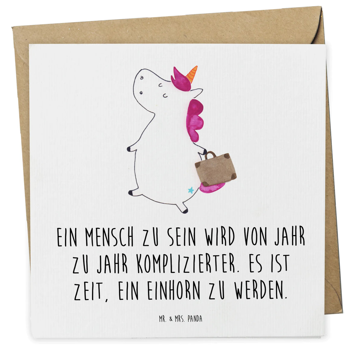 Deluxe Karte Einhorn Koffer anlasskarte, faltkarte, doppelkarte, Grußkarte, Glückwunschkarte, Klappkarte, Unicorn, Einhorn, Einhörner, Einhorn Deko, Reise, Kind, Lustig, Spaß, Erwachsen, Abenteuer, Witzig, Gepäck, Verreisen, Albern, Koffer