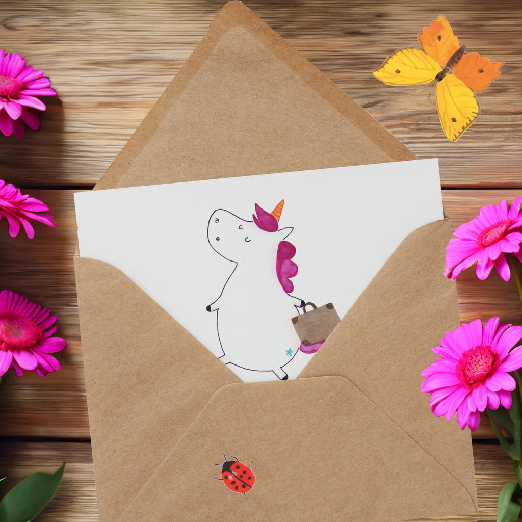 Deluxe Card unicorn Suitcase Glückwunschkarte, Karte, Hochwertige Grußkarte, Einladungskarte, Grußkarte, Hochzeitskarte, Klappkarte, Hochwertige Klappkarte, Geburtstagskarte, Einhorn, Einhörner, Einhorn Deko, Unicorn, witzig, Reise, Verreisen, Spaß, albern, Gepäck, lustig, Abenteuer, unicorn, Erwachsen, Koffer, Kind