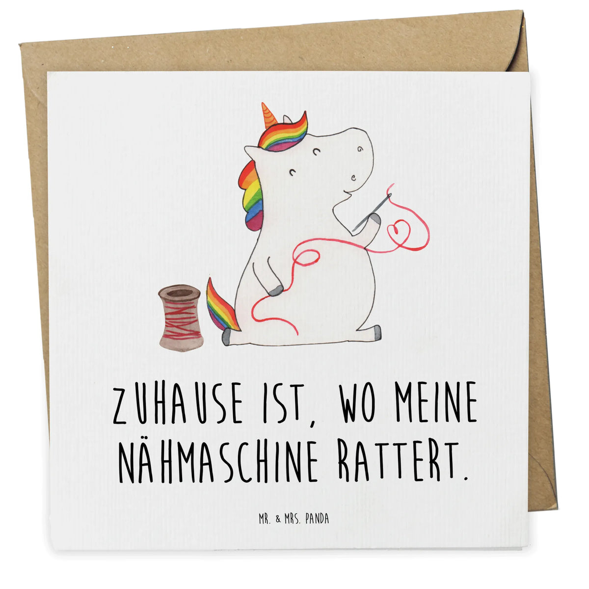 Deluxe Karte Einhorn Näherin Glückwunschkarte, faltkarte, Klappkarte, doppelkarte, Grußkarte, anlasskarte, Unicorn, Einhorn, Einhörner, Einhorn Deko, Häkeln, Nähzimmer, Stricken, Mädchen, Freundin, Nähen, Näherin, Basteln