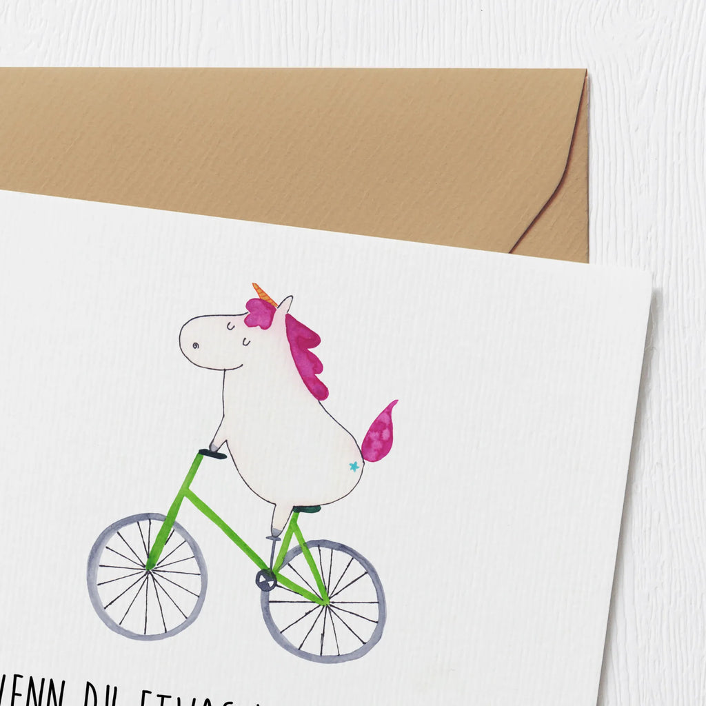Deluxe Karte Einhorn Radfahrer Hochwertige Klappkarte, Karte, Glückwunschkarte, Klappkarte, Hochzeitskarte, Einladungskarte, Hochwertige Grußkarte, Geburtstagskarte, Grußkarte, Einhorn, Einhörner, Einhorn Deko, Unicorn, Liebeskummer, Kummer, Luxusproblem, Bike, Radfahren, Rad, Radfahrer, Feenstaub, Konfetti