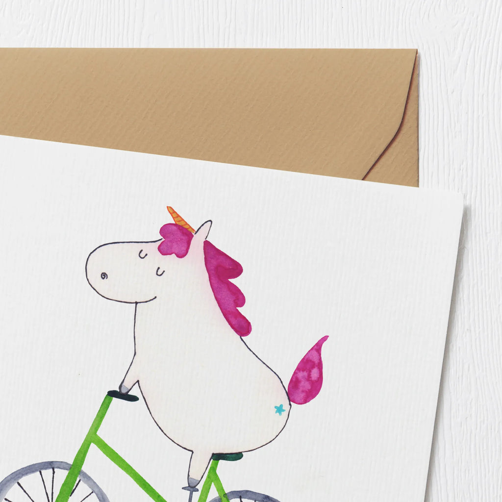 Deluxe Karte Einhorn Radfahrer Hochwertige Klappkarte, Karte, Glückwunschkarte, Klappkarte, Hochzeitskarte, Einladungskarte, Hochwertige Grußkarte, Geburtstagskarte, Grußkarte, Einhorn, Einhörner, Einhorn Deko, Unicorn, Liebeskummer, Kummer, Luxusproblem, Bike, Radfahren, Rad, Radfahrer, Feenstaub, Konfetti