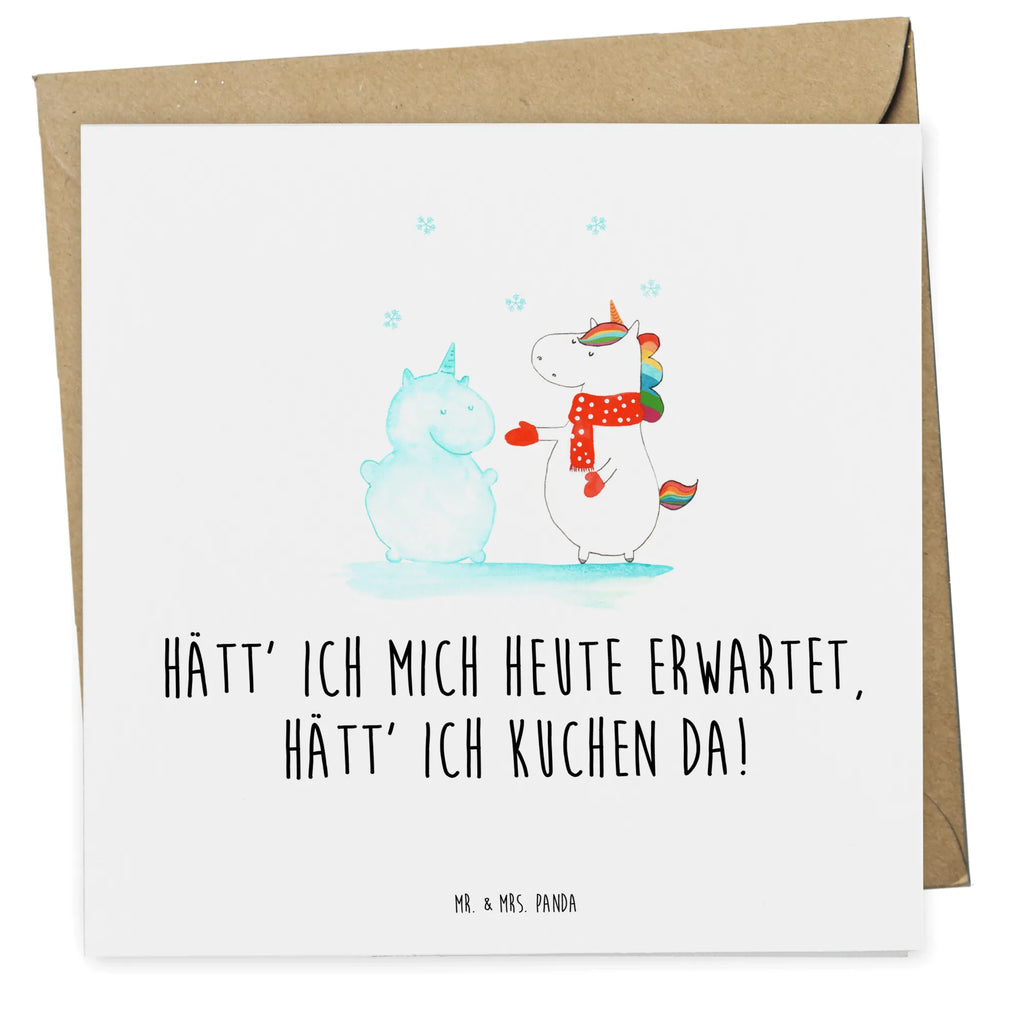 Deluxe Card unicorn snowman Glückwunschkarte, Klappkarte, Hochwertige Klappkarte, Hochwertige Grußkarte, Grußkarte, Karte, Hochzeitskarte, Geburtstagskarte, Einladungskarte, Einhorn, Einhörner, Einhorn Deko, Unicorn, Kuchen, X-Mas, Schnee, Handschuhe, Schneemann, Mütze, Weihnachten, kalt, Winter