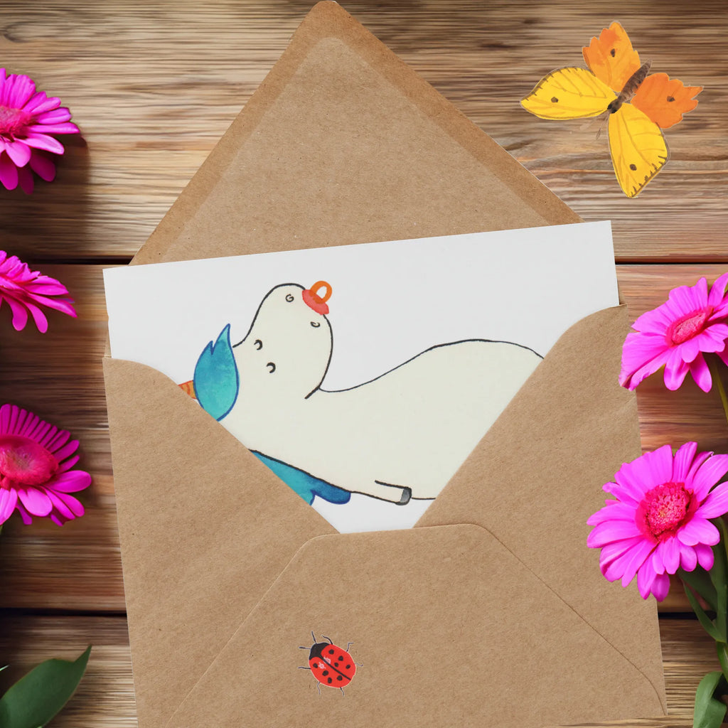 Karta Deluxe Jednorożec smoczek Klappkarte, faltkarte, Glückwunschkarte, Grußkarte, doppelkarte, Unicorn, Einhorn, Einhörner, Einhorn Deko, Geburtstag, Geschenk Geburt, Geburt, Kleinkind, Mutter, Mama, Baby, Säugling, Schnuller