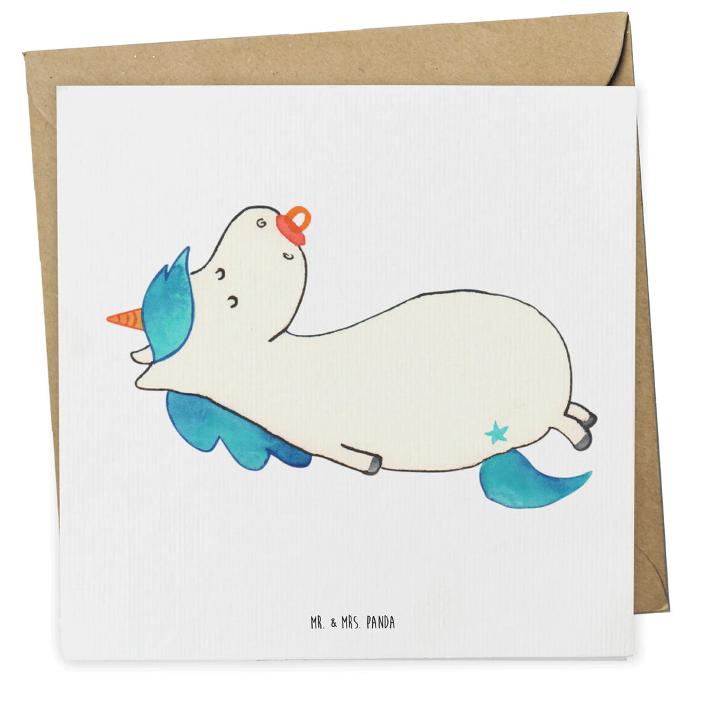 Karta Deluxe Jednorożec smoczek Klappkarte, faltkarte, Glückwunschkarte, Grußkarte, doppelkarte, Unicorn, Einhorn, Einhörner, Einhorn Deko, Geburtstag, Geschenk Geburt, Geburt, Kleinkind, Mutter, Mama, Baby, Säugling, Schnuller