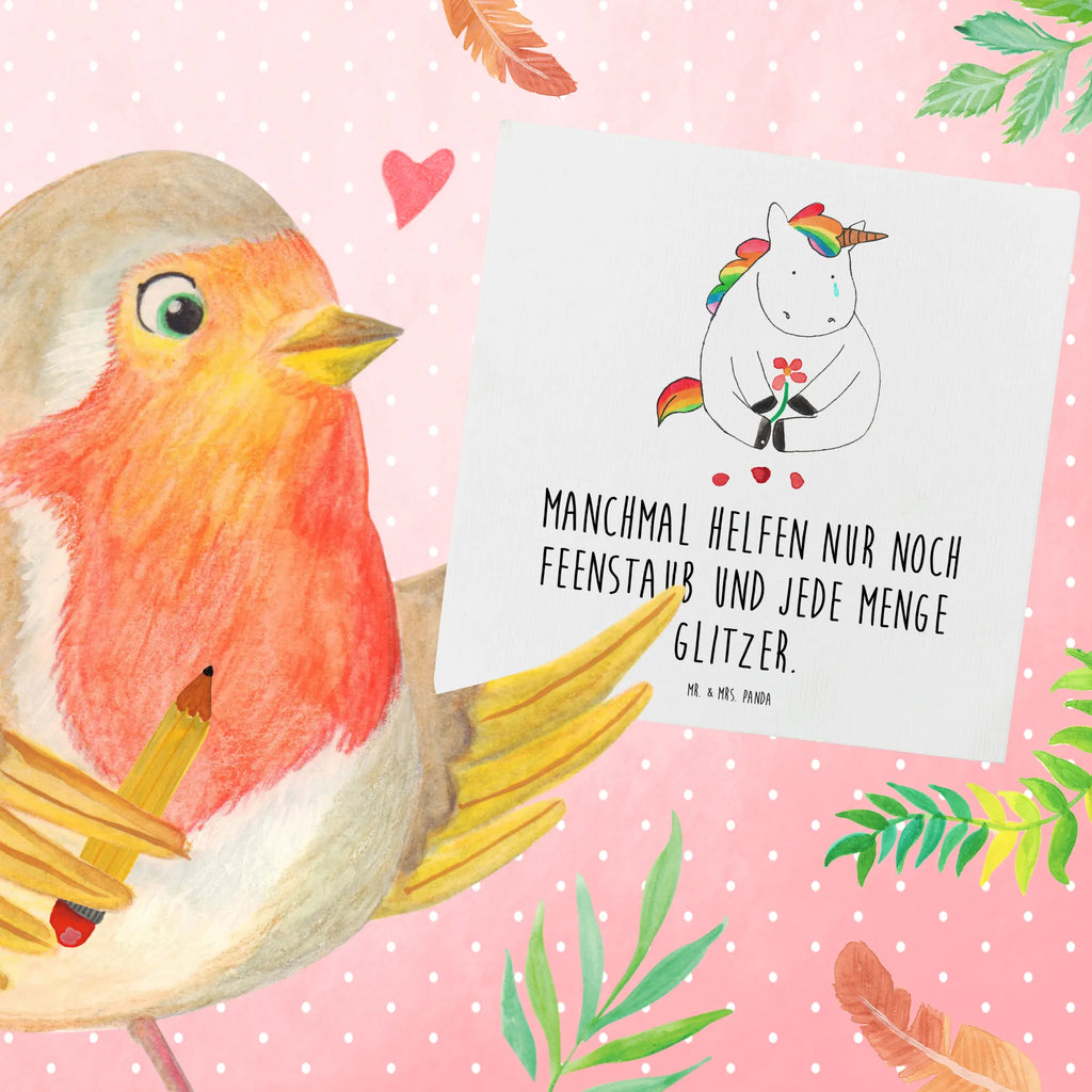 Karta Deluxe Jednorożec Smutny Hochwertige Klappkarte, Geburtstagskarte, Einladungskarte, Hochzeitskarte, Karte, Hochwertige Grußkarte, Klappkarte, Glückwunschkarte, Grußkarte, Einhorn, Einhörner, Einhorn Deko, Unicorn, Liebe, Freunde, Trauer, Blume, Glitzer, Trösten. Freundschaft